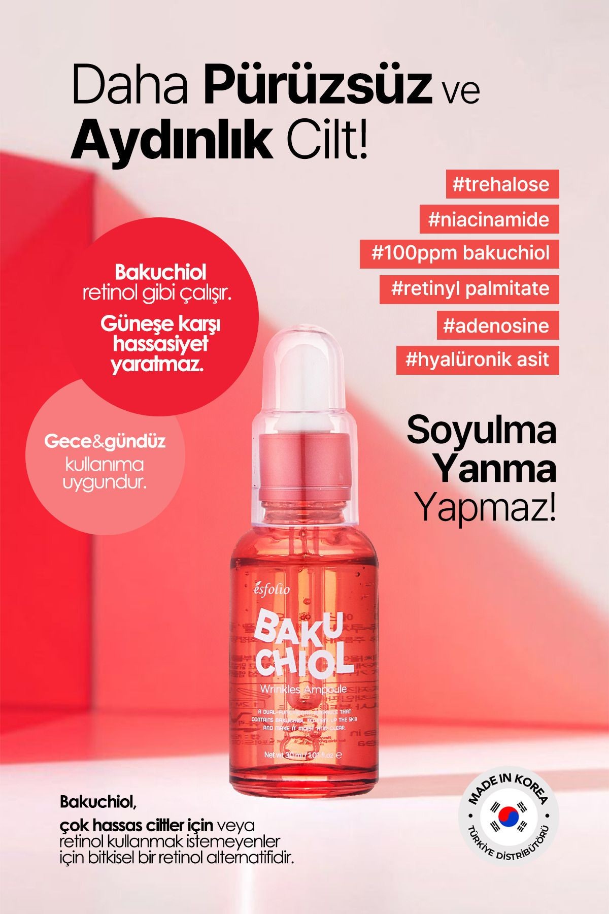 Yaşlanma Ve Leke Karşıtı Bitkisel Retinol Bakuchiol Serum Bakuchiol Ampoule