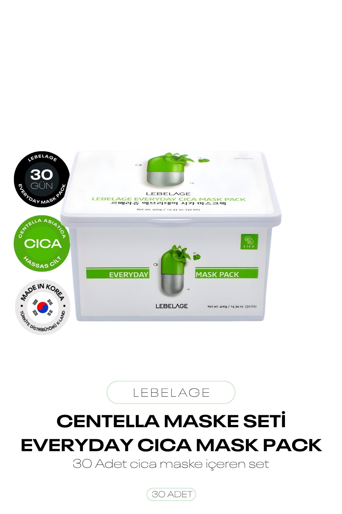 Centella İçeren Hassas Cilt İçin 30lu Maske Seti Everyday Cica Mask Pack