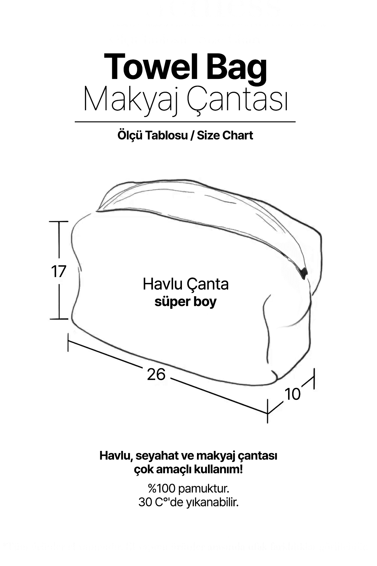 Havlu makyaj ve cilt bakımı çantası