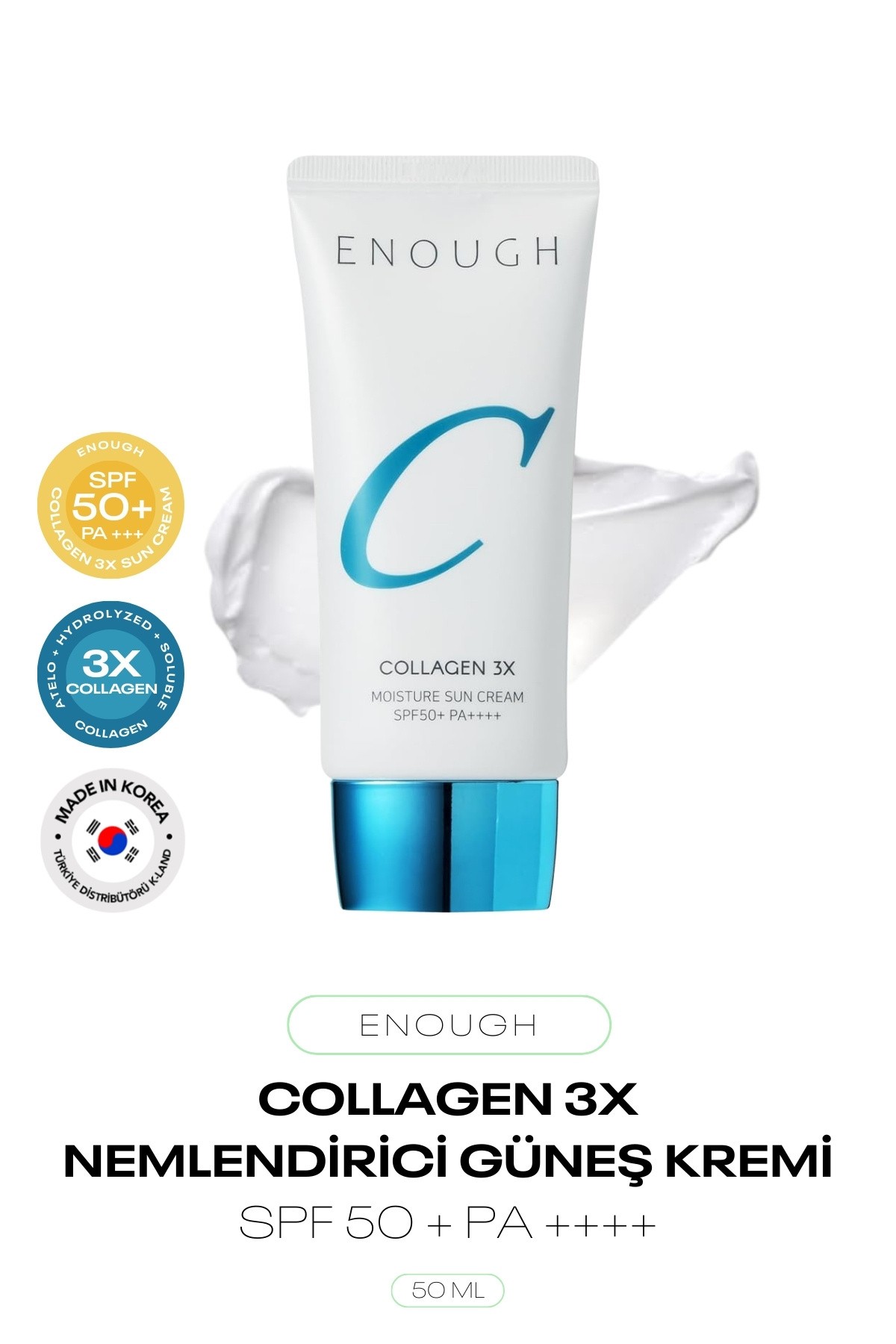3X Kolajen İçeren Nemlendirici Güneş Kremi 3X Collagen Moisture Sun Cream SPF 50 + PA ++++
