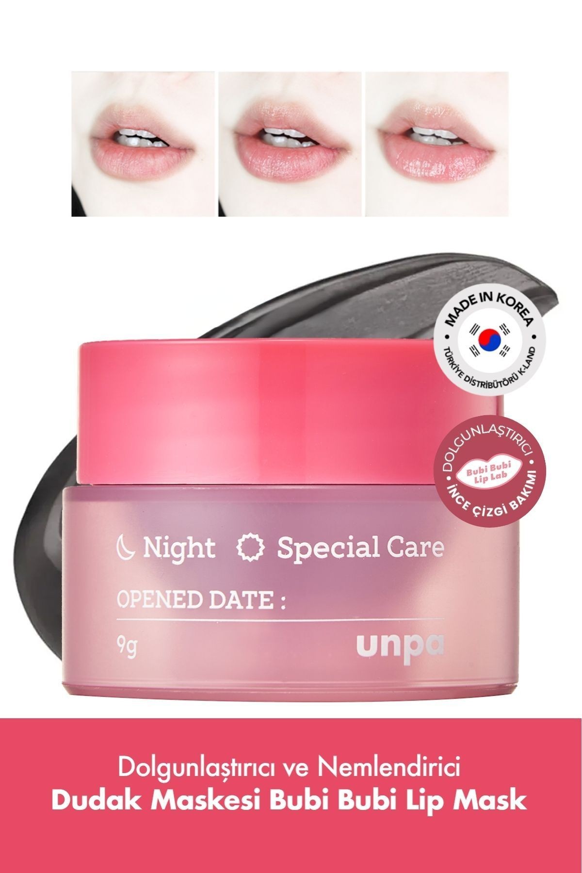 Dolgunlaştırıcı ve Nemlendirici UNPA Dudak Maskesi Bubi Bubi Lip Mask