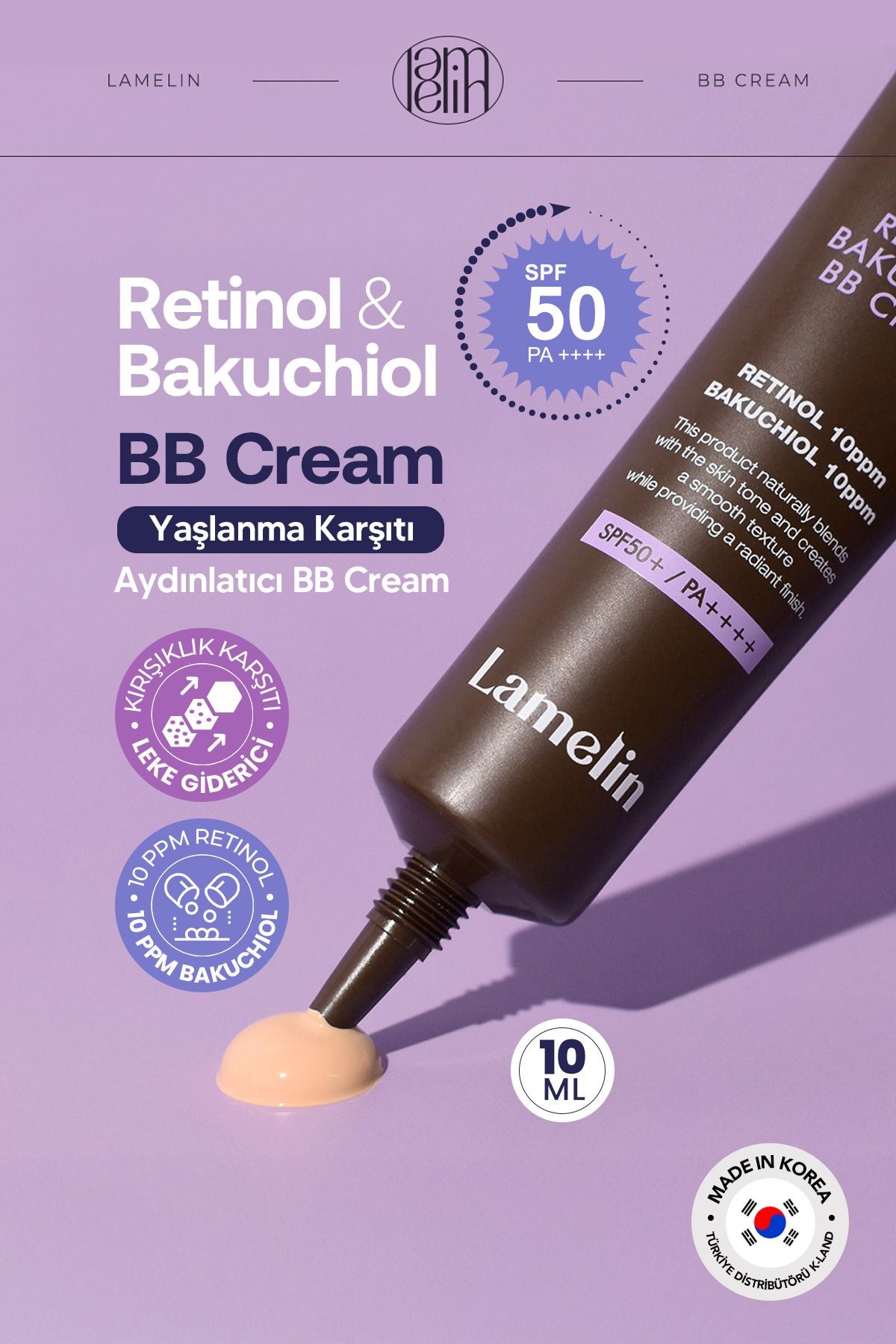 Retinol ve Bakuchiol İçeren Aydınlatıcı BB Krem 10 ml Lamelin BB Cream 10 ml