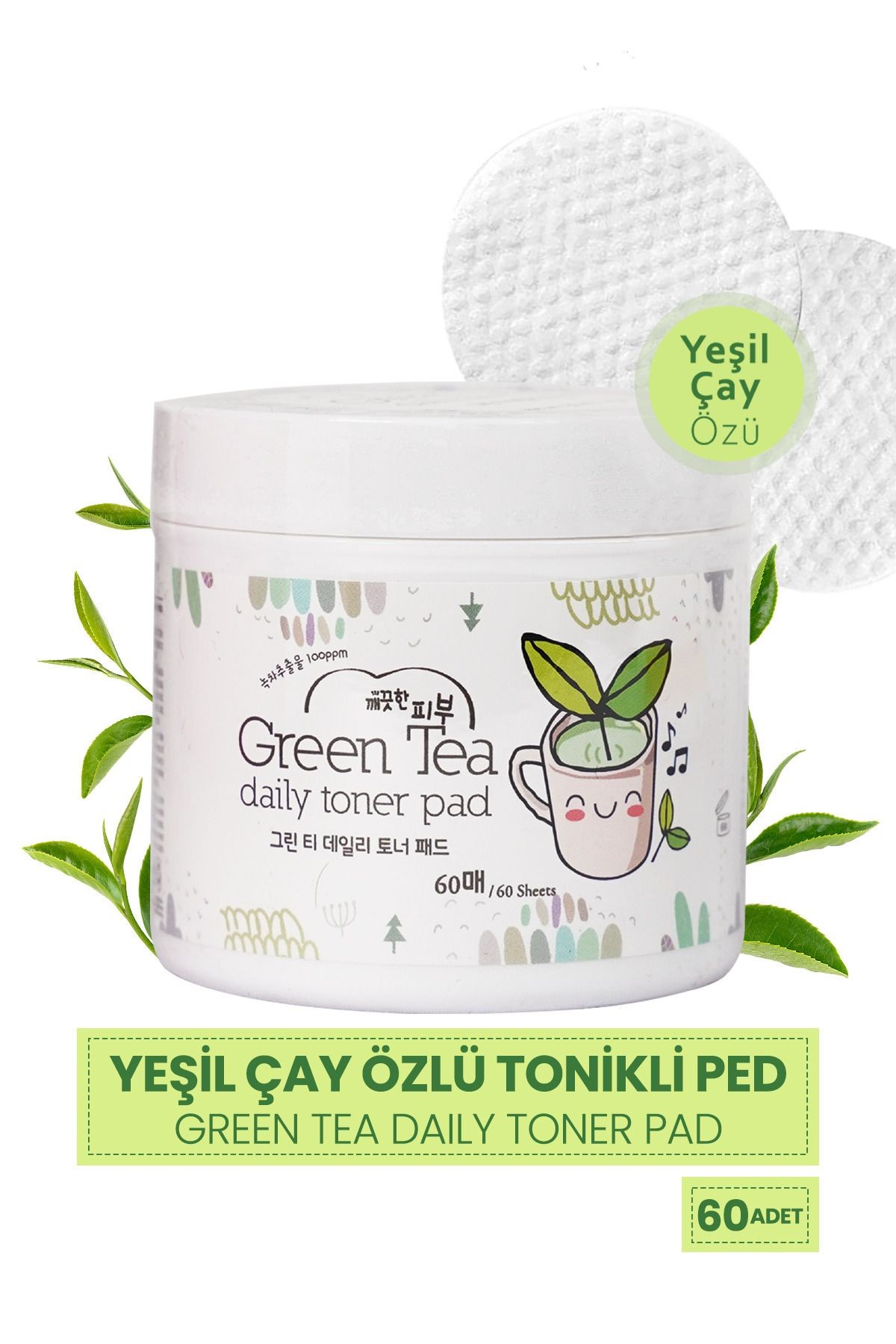 Yeşil Çaylı Tonikli Peeling Etkili Temizleme Pedi Esfolio Green Tea Daily Toner Pad