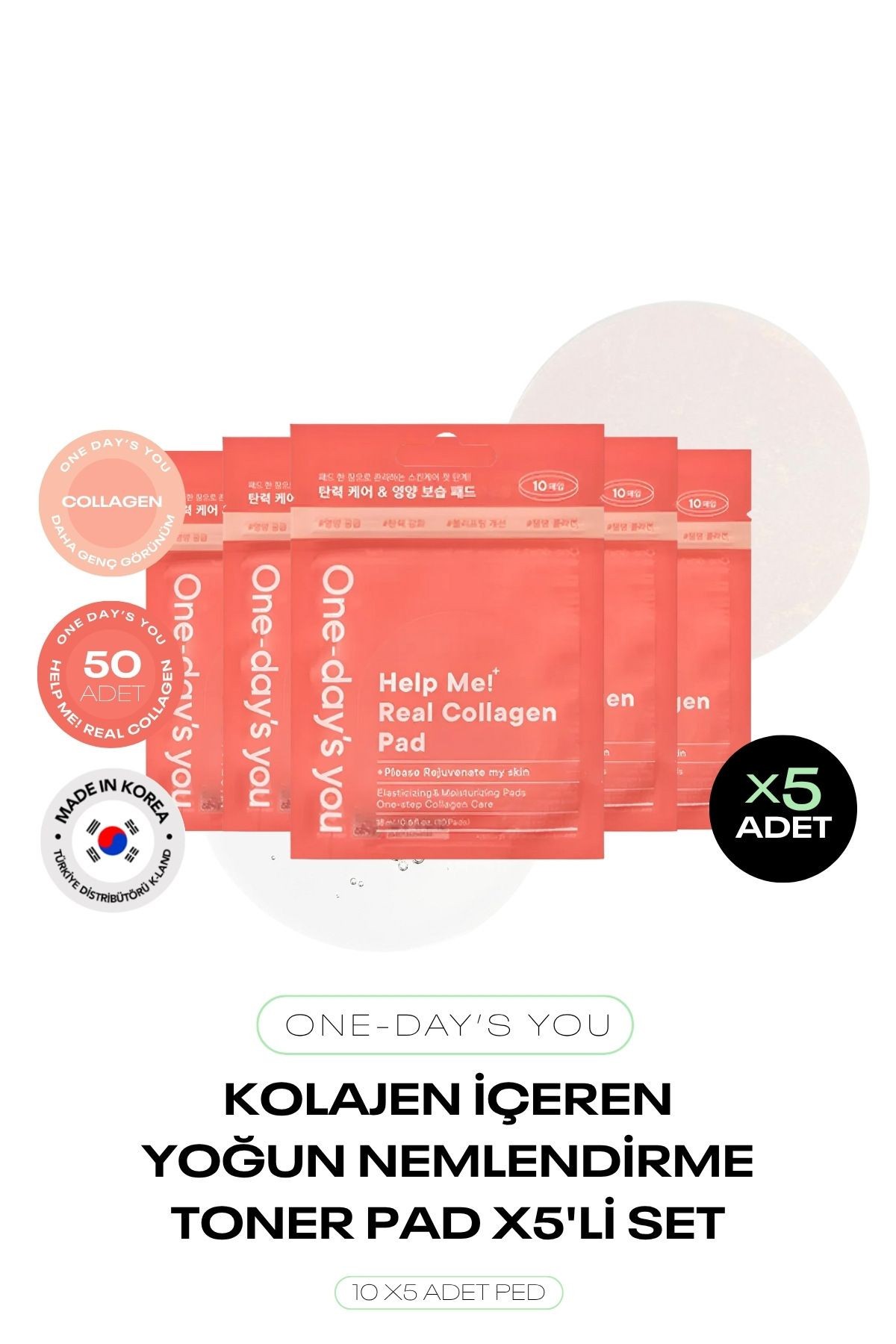 Kolajen İçeren Tonikli Ped Seti One Days You Real Collagen Pad 50 ADET PED