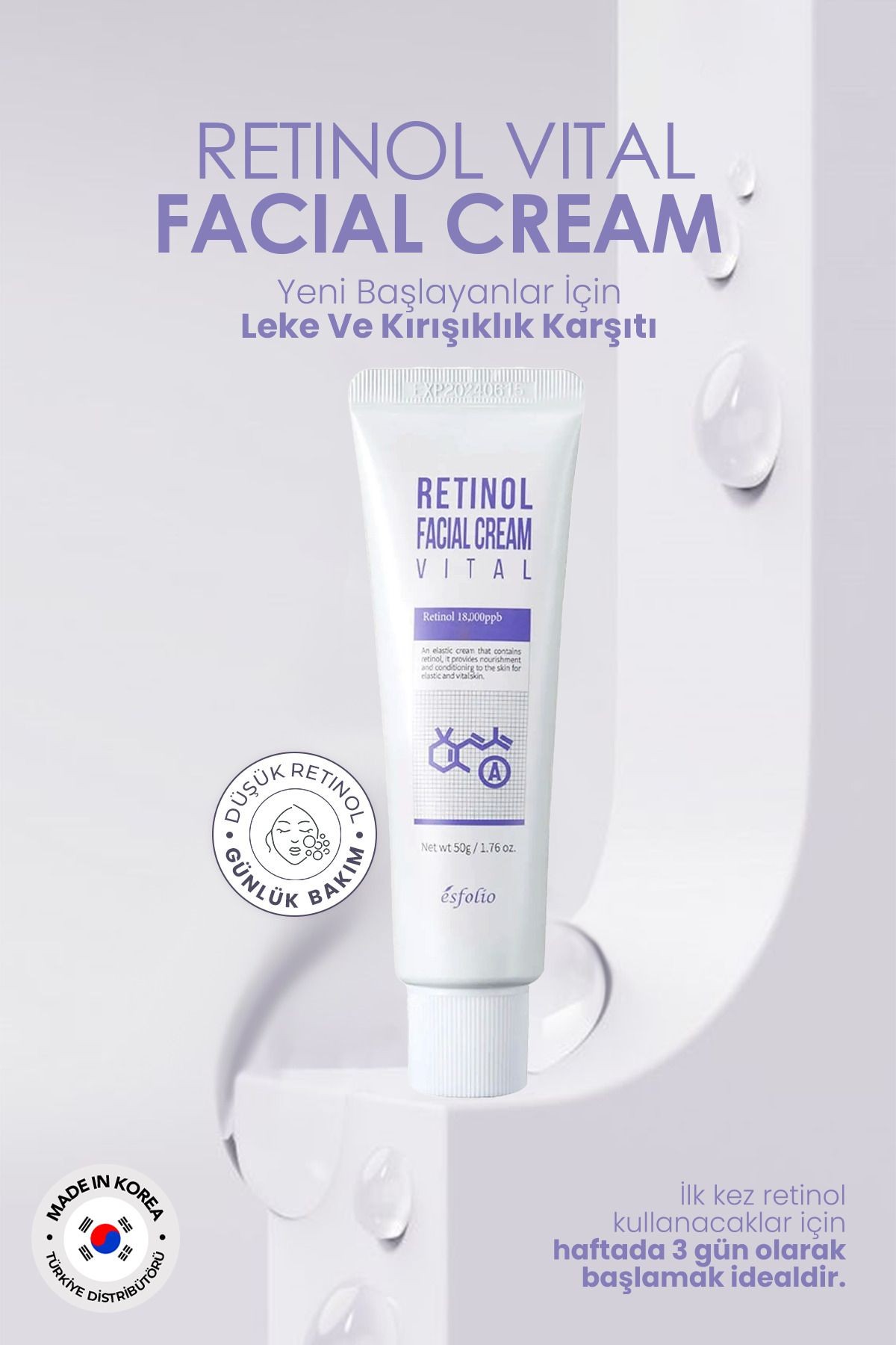 Retinol Krem Yeni Başlayanlar Için Leke Bakım Kremi Retinol Facial Cream 50 Ml