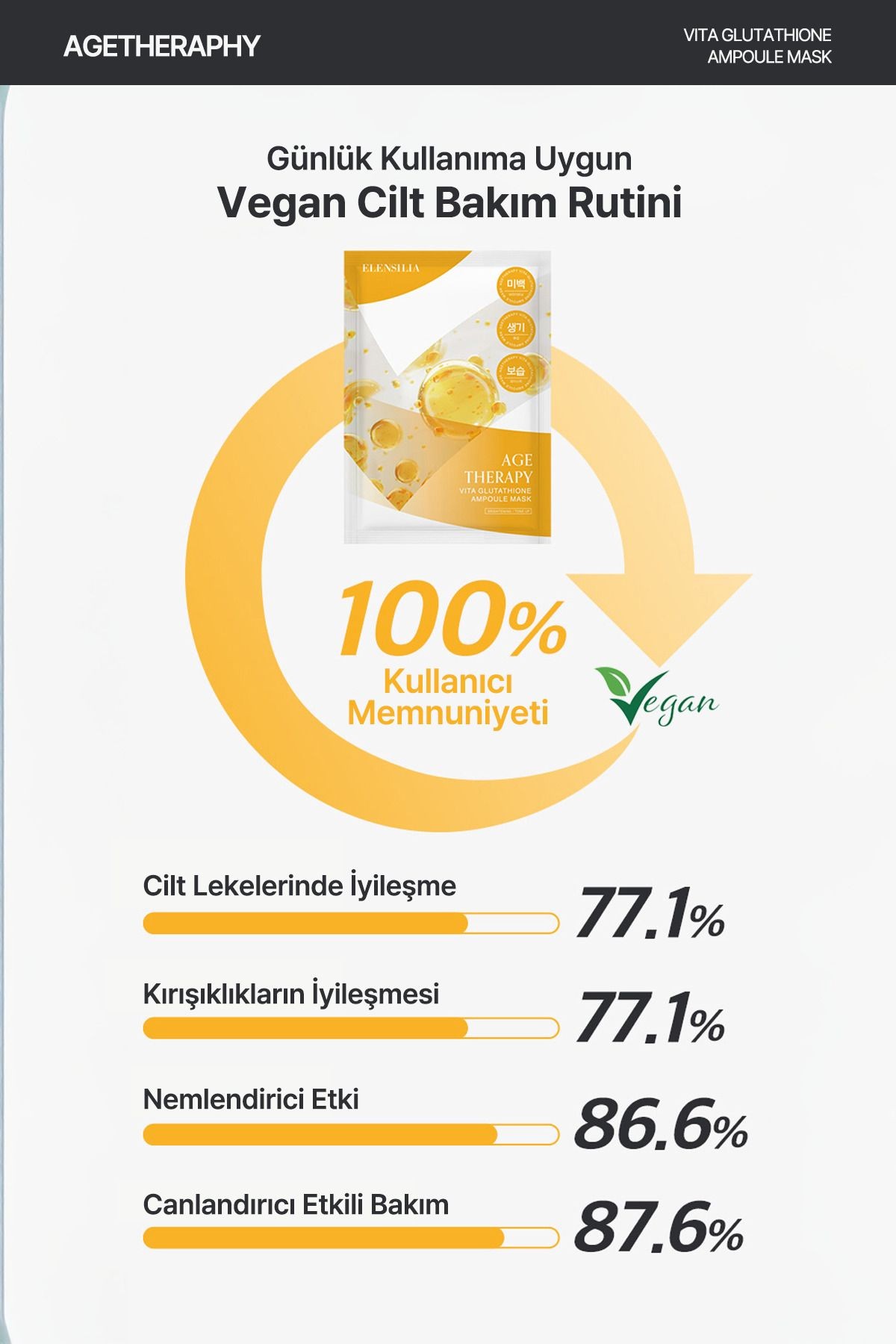 Glutatyon İçeren Aydınlatıcı Kağıt Maske Elensilia Vita Glutathione Ampoule Mask