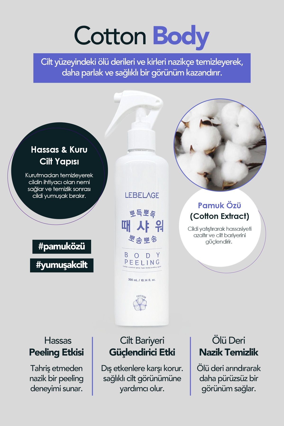Pamuk Özü İçeren Vücut Peelingi Lebelage Cotton Body Peeling