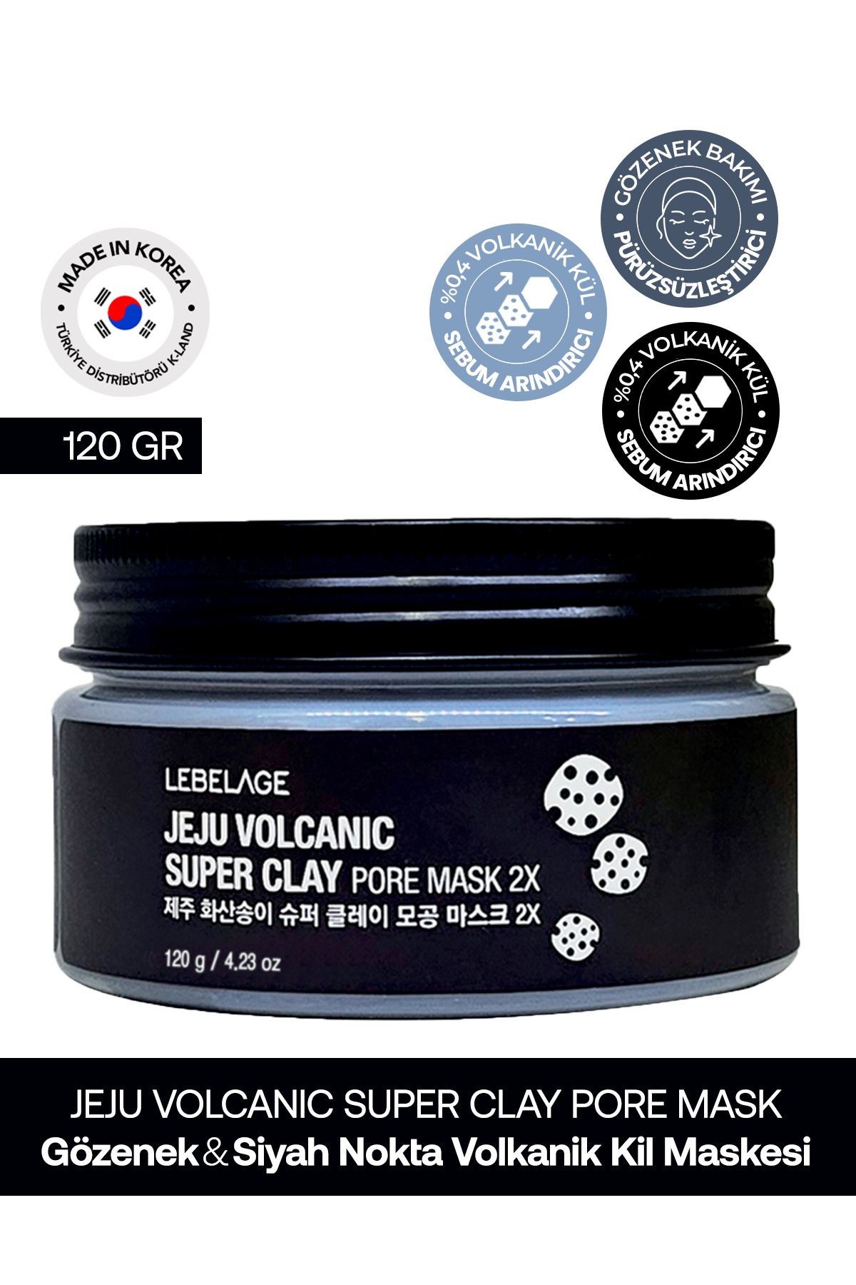 Volkanik Kil Maskesi Gözenek ve Siyah Nokta Lebelage Jeju Volcanic Super Clay Pore Mask 100ml