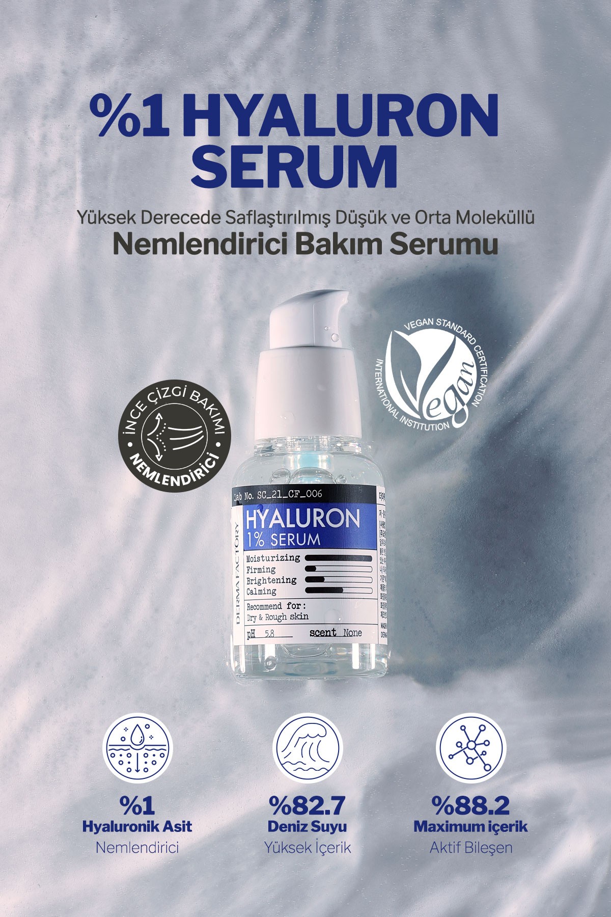 Derinlemesine Nemlendirici Hyalüronik Asit Serum Derma Factory %1 Hyaluron Serum 30 ml