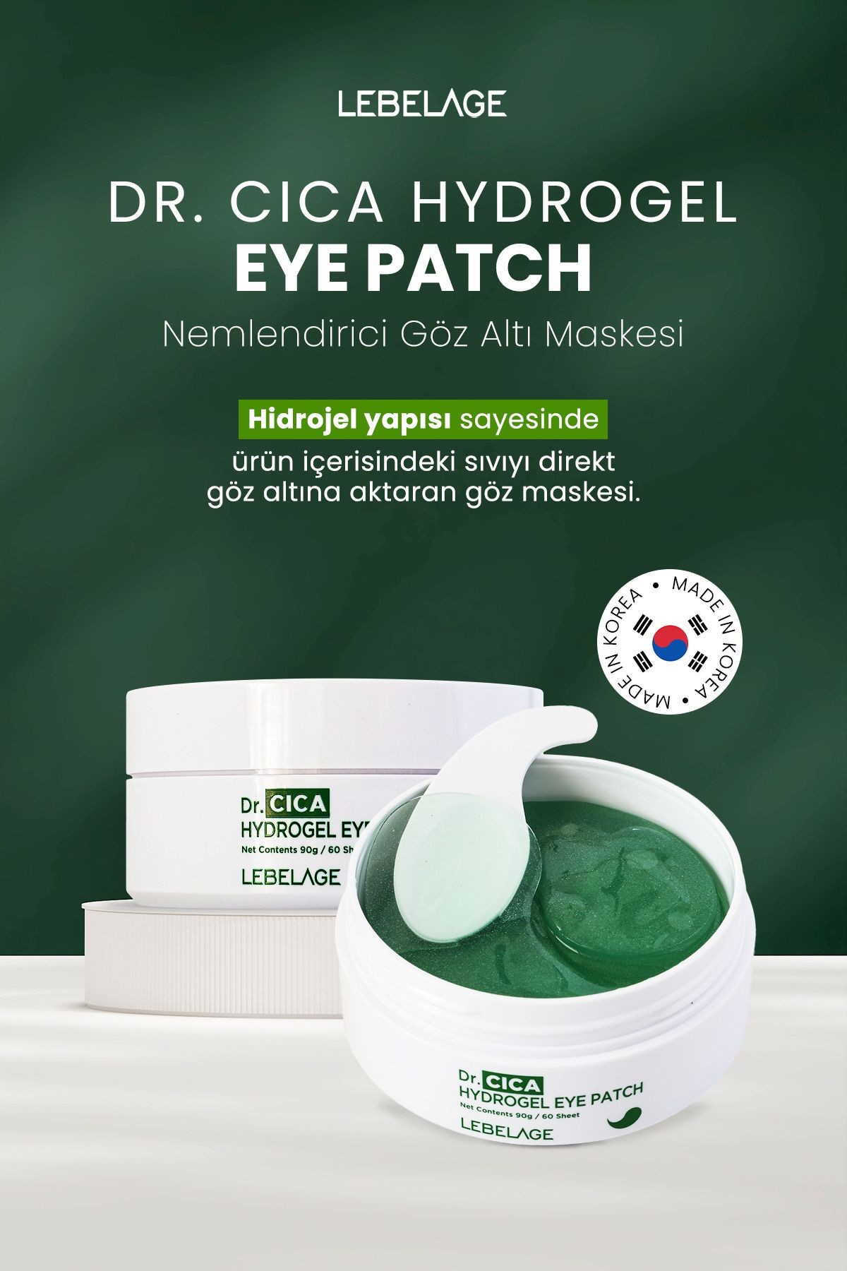 Centella Asiatica İçeren Nemlendirici Göz Altı Maske Seti 60 Adet LEBELAGE Dr Cica Eye Patch