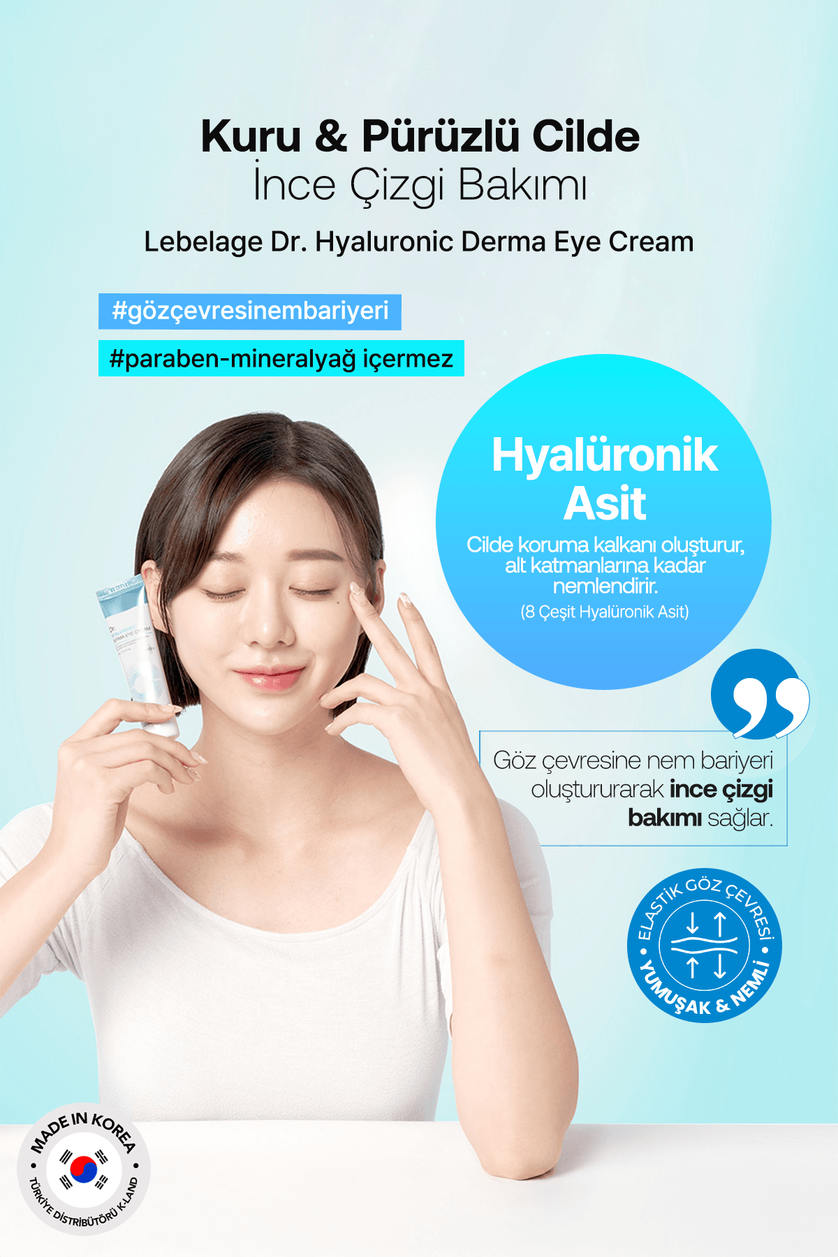 8 Çeşit Hyalüronik Asit Içeren Yoğun Nemlendirici Göz Kremi Dr. Hyaluronic Derma Eye Cream