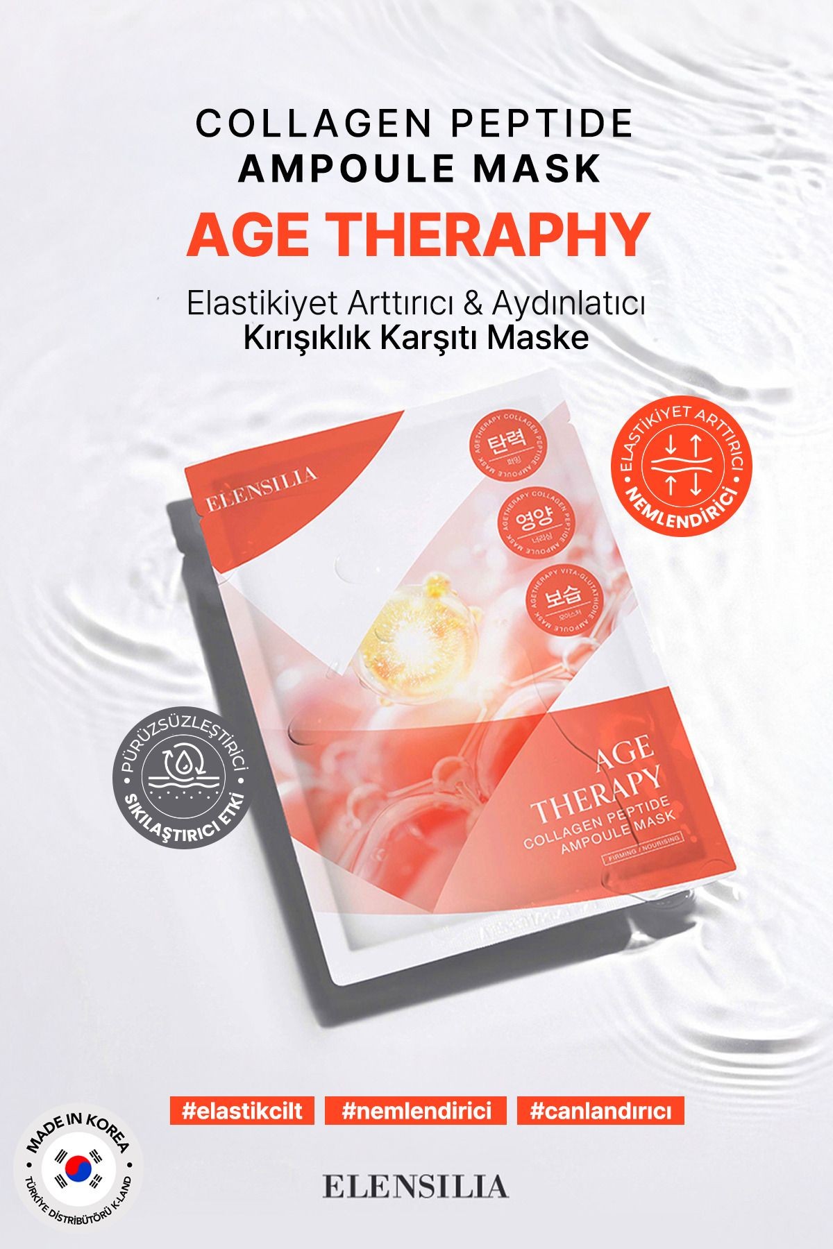 Kolajen ve Peptit Kompleksi Yaşlanma Karşıtı Kağıt Maske Elensilia Collagen Peptide Ampoule Mask