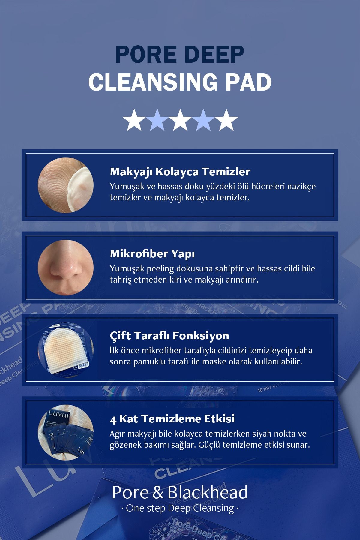 Siyah Nokta ve Gözenek Temizleme Pedi LUVUM Pore Deep Cleansing Pad 1 adet