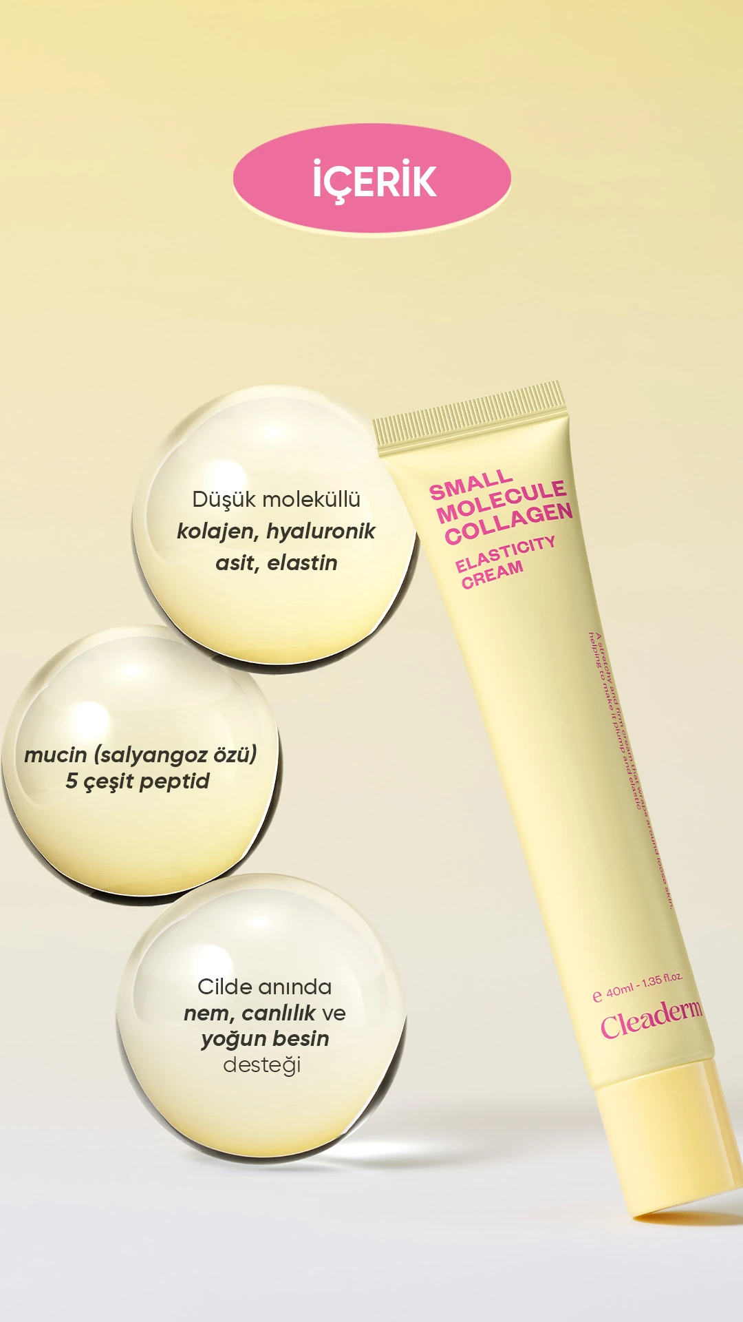 Küçük Moleküllü Kolajen Yüz Kremi Small Molecule Collagen Elasticity Cream