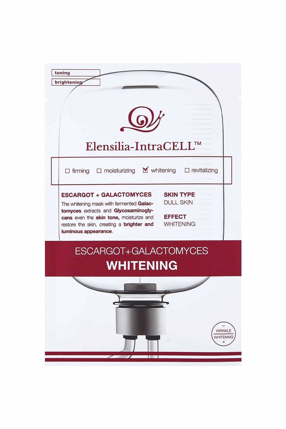 Escargot + Fermente Pirinç Aydınlatıcı Yaprak Maske Intracell Galactomyces Whitening Mask