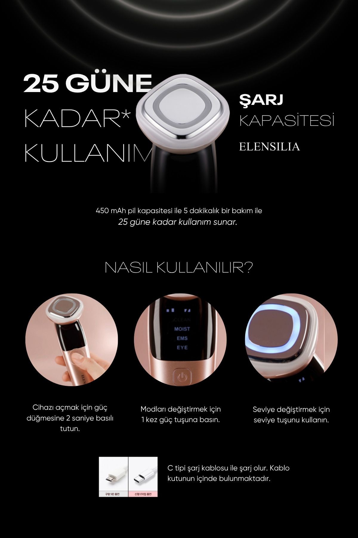 4 Modlu Kore Cam Cilt Bakım Cihazı Elensilia All In One Beauty Instrument