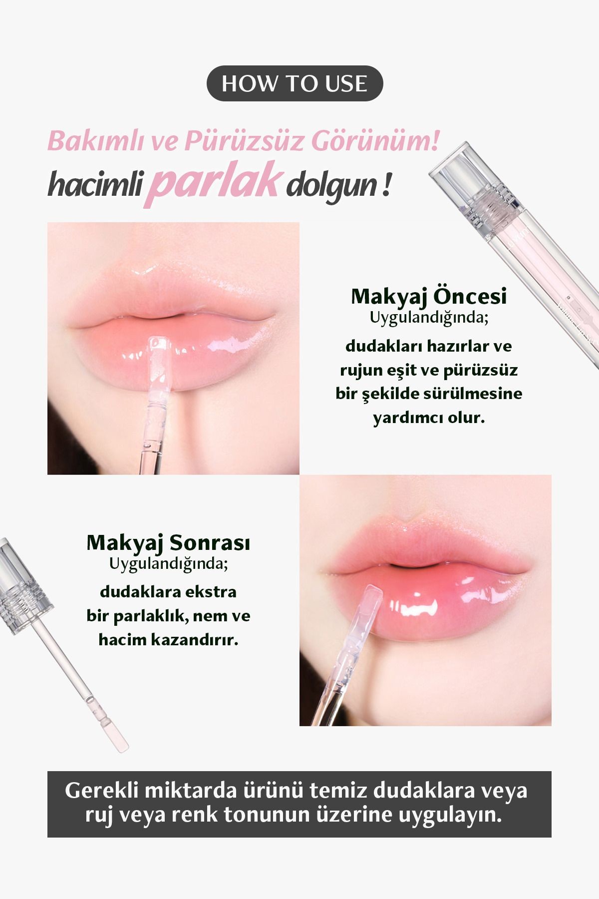 Bakuchiol İçeren Dolgunlaştırıcı, Kırışıklık Bakımı Sağlayan LUVUM Dudak Serumu Parlatıcı Lip Serum