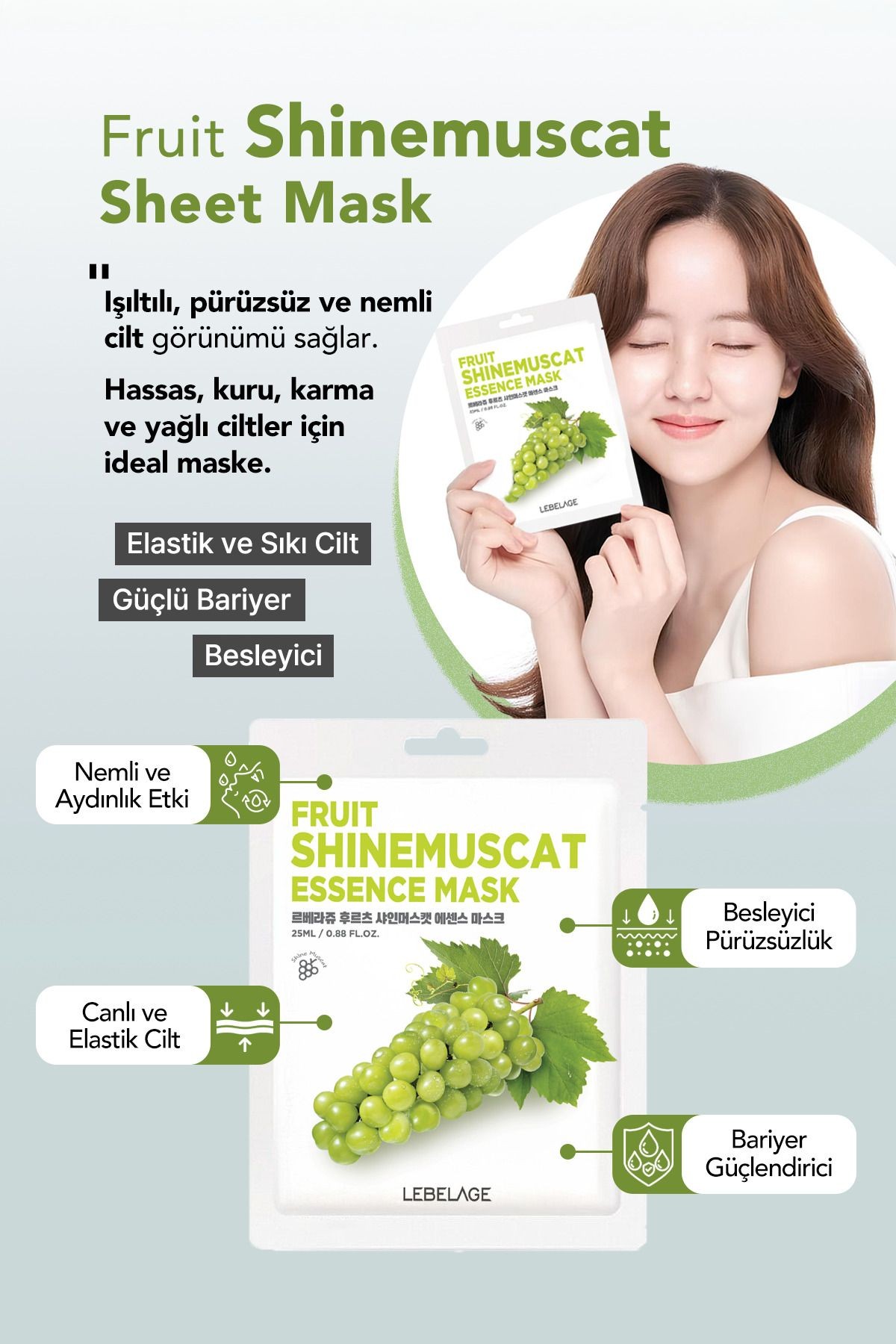 Muskat Üzümü Kağıt Maske Lebelage Fruit Shine Muscat Mask