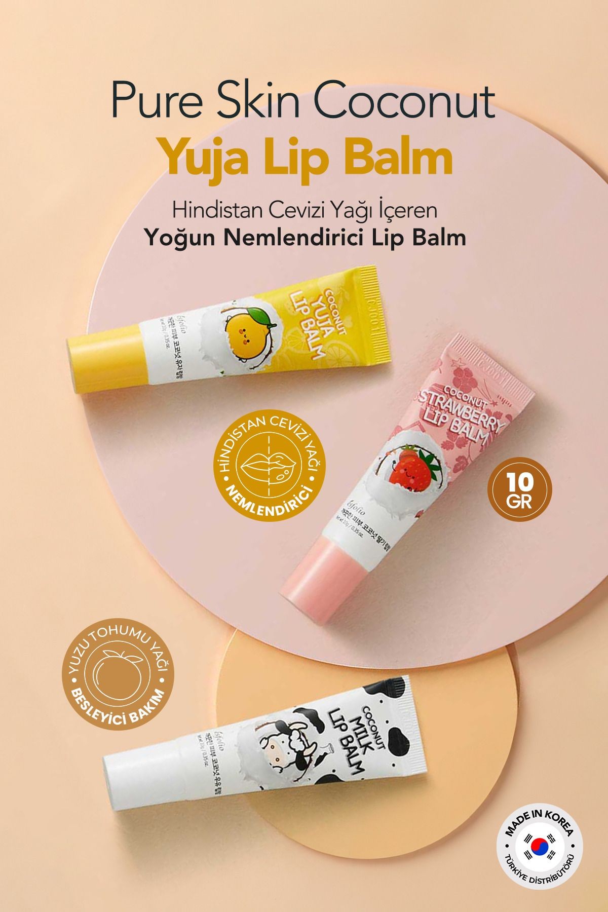 Hindistan Cevizi ve Yuja İçeren Onarıcı Dudak Balmı Esfolio Coconut Yuja Lip Balm