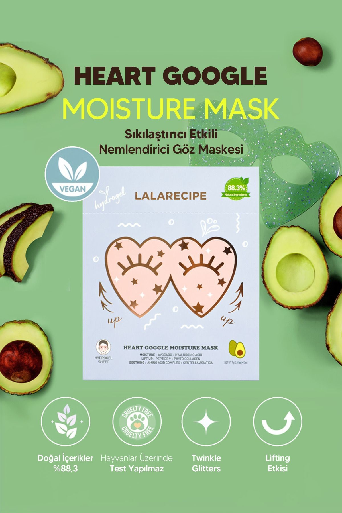 Nemlendirici Glitter Göz Çevresi Maskesi LALARECIPE Heart Google Moisture Mask