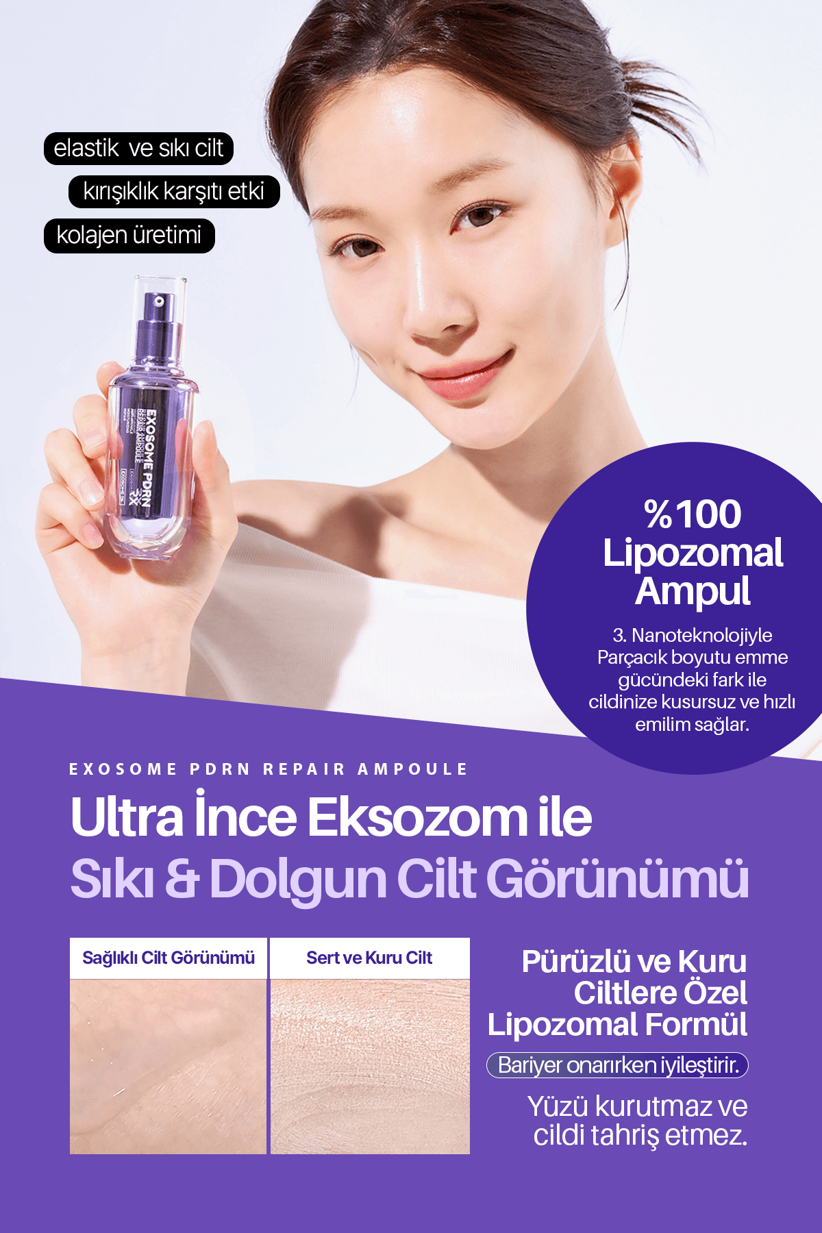 Exosome PDRN Yoğun Elastikiyet ve Cilt Dolgunlaştırıcı Onarıcı Esans Maxclinic Ampoule