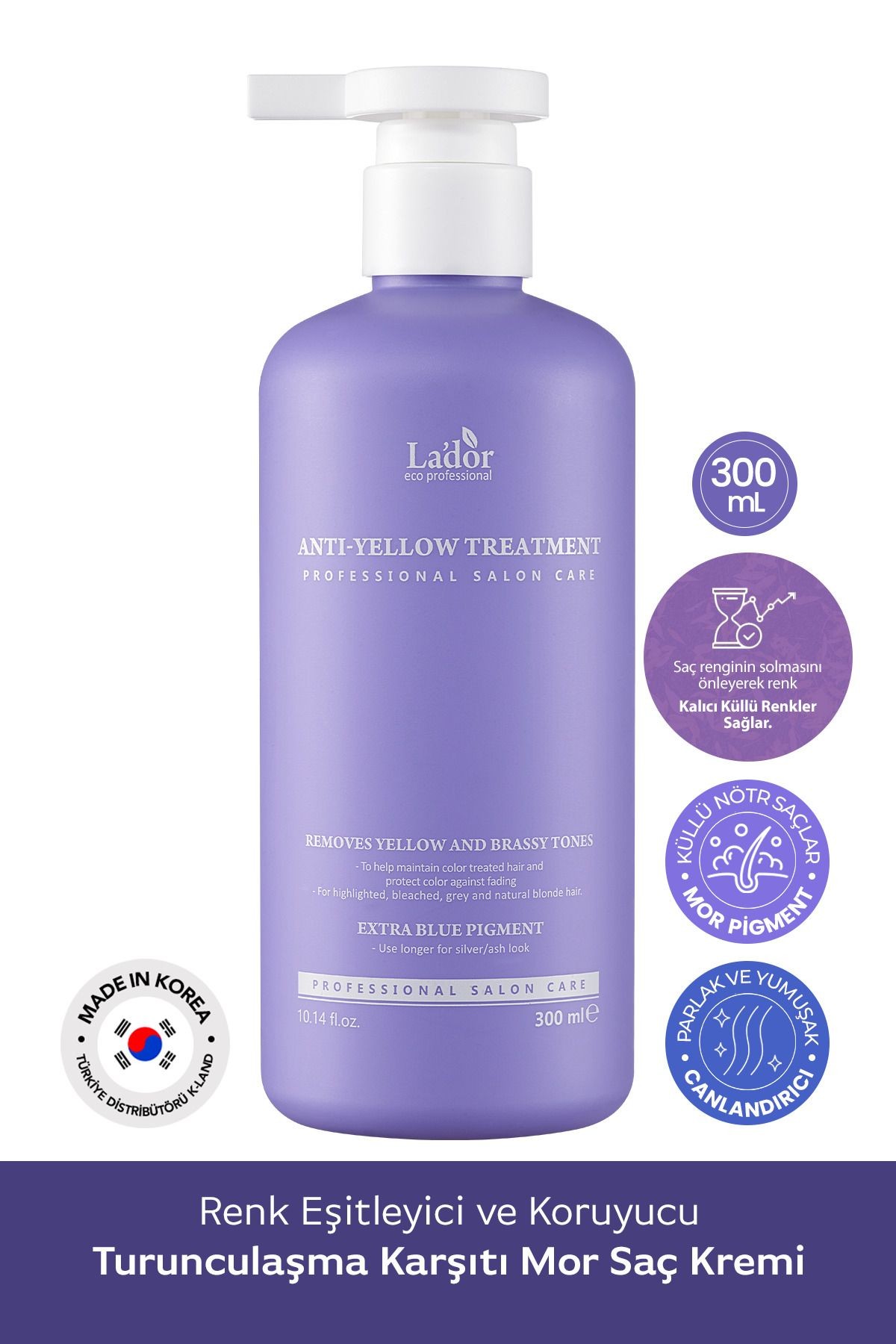 Renk Eşitleyici ve Koruyucu Turunculaşma Karşıtı Mor Saç Kremi LADOR Anti Yellow Treatment 300ml