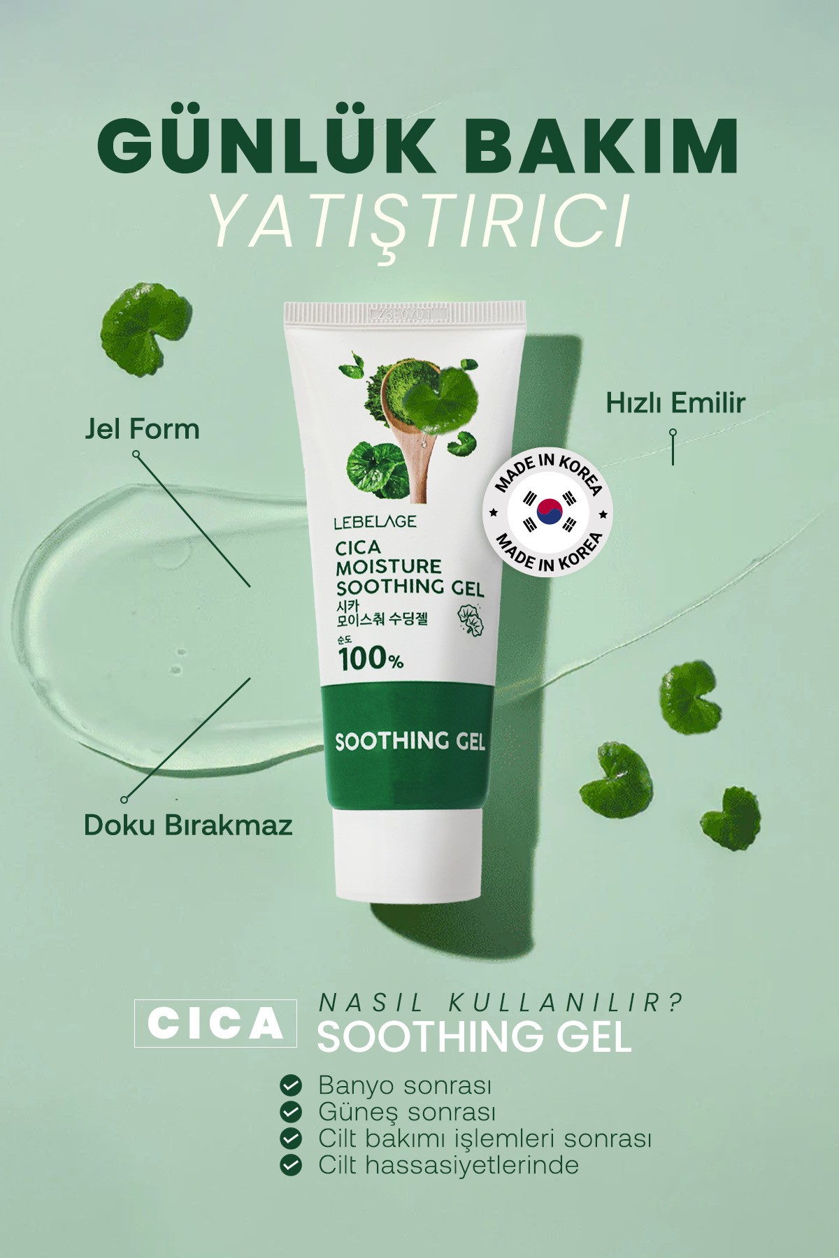 Cica Kompleksi İçeren Yatıştırıcı Bakım Jeli Lebelage Cica Moisture Soothing Gel 100 ml