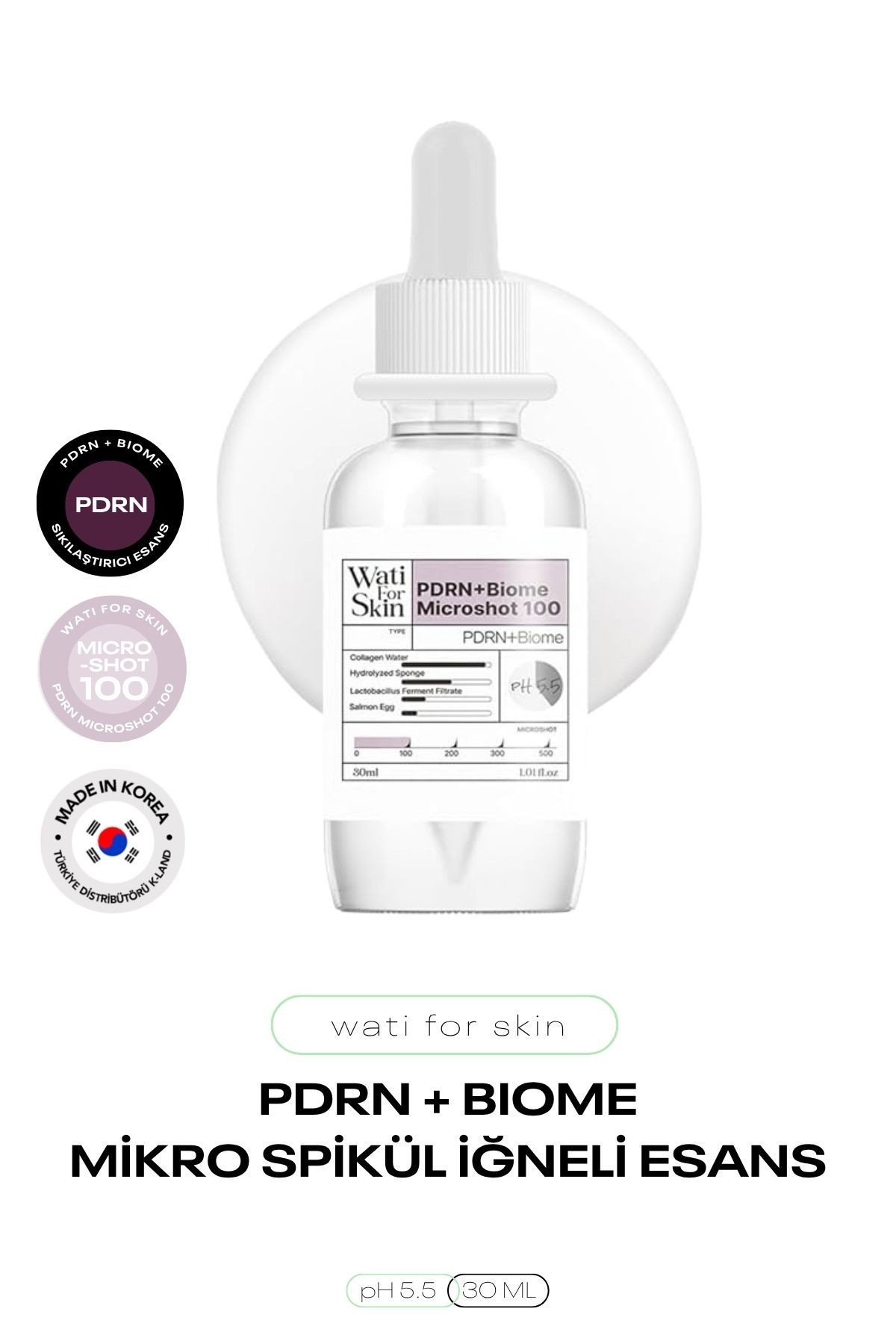 PDRN ve Lactobacillus Mikro Spikül İğneli Esans Wati For Skin PDRN Gyeol Biome Microshot 100 8809983022977, Tek Ebat