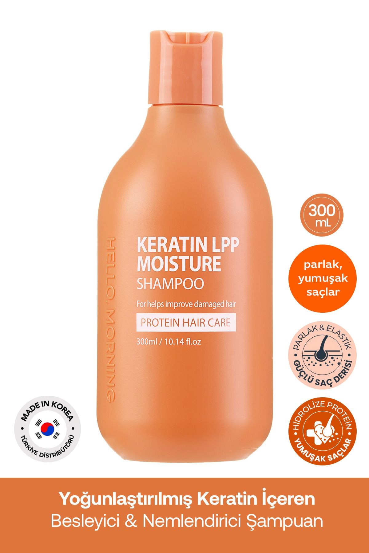 Keratin İçeren Besleyici Nemlendirici Protein Şampuan HELLOMORNING LPP KERATIN Shampoo 300 ml