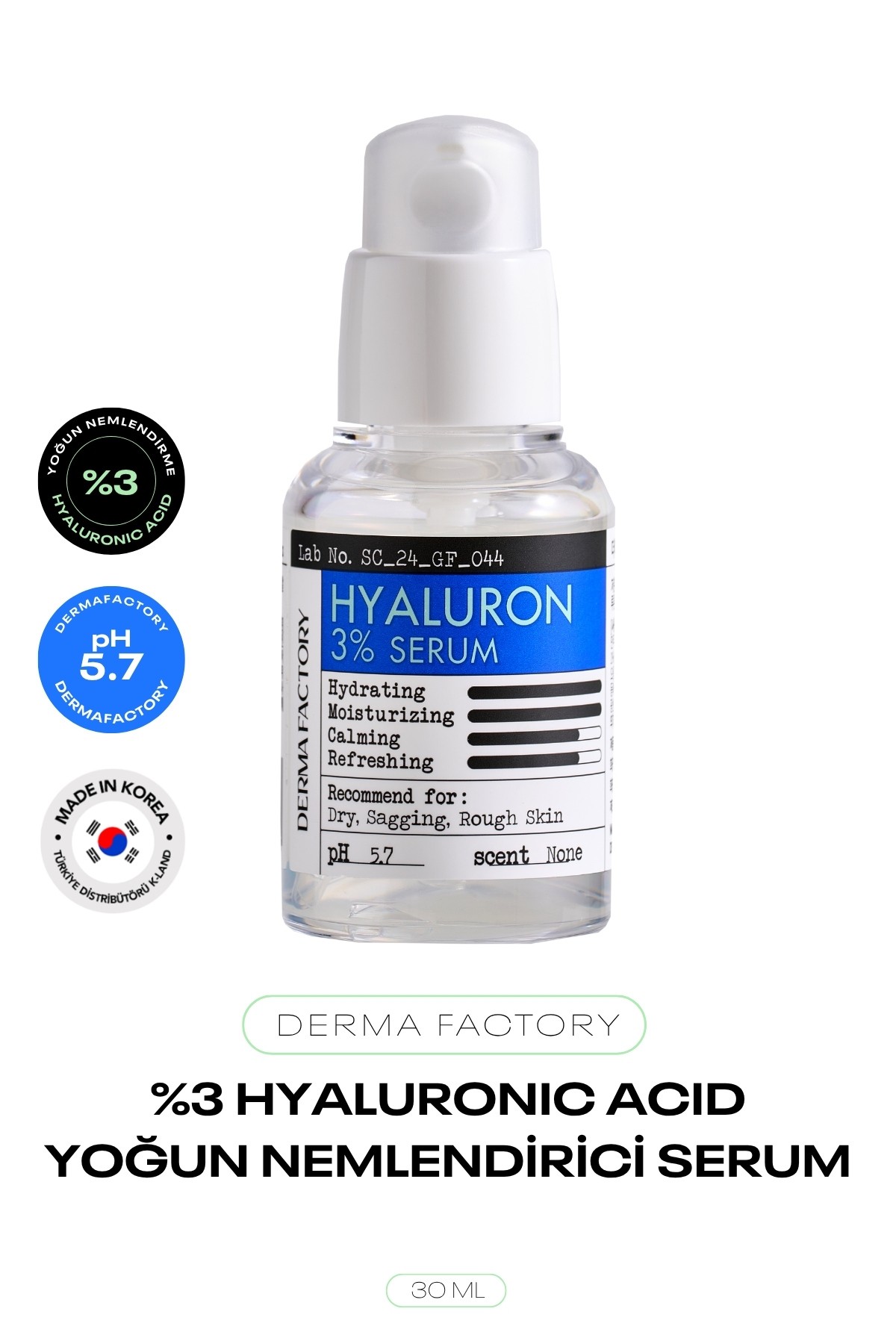 Derinlemesine Nemlendirici Hyalüronik Asit Serum Derma Factory %3 Hyaluron Serum 30 ml