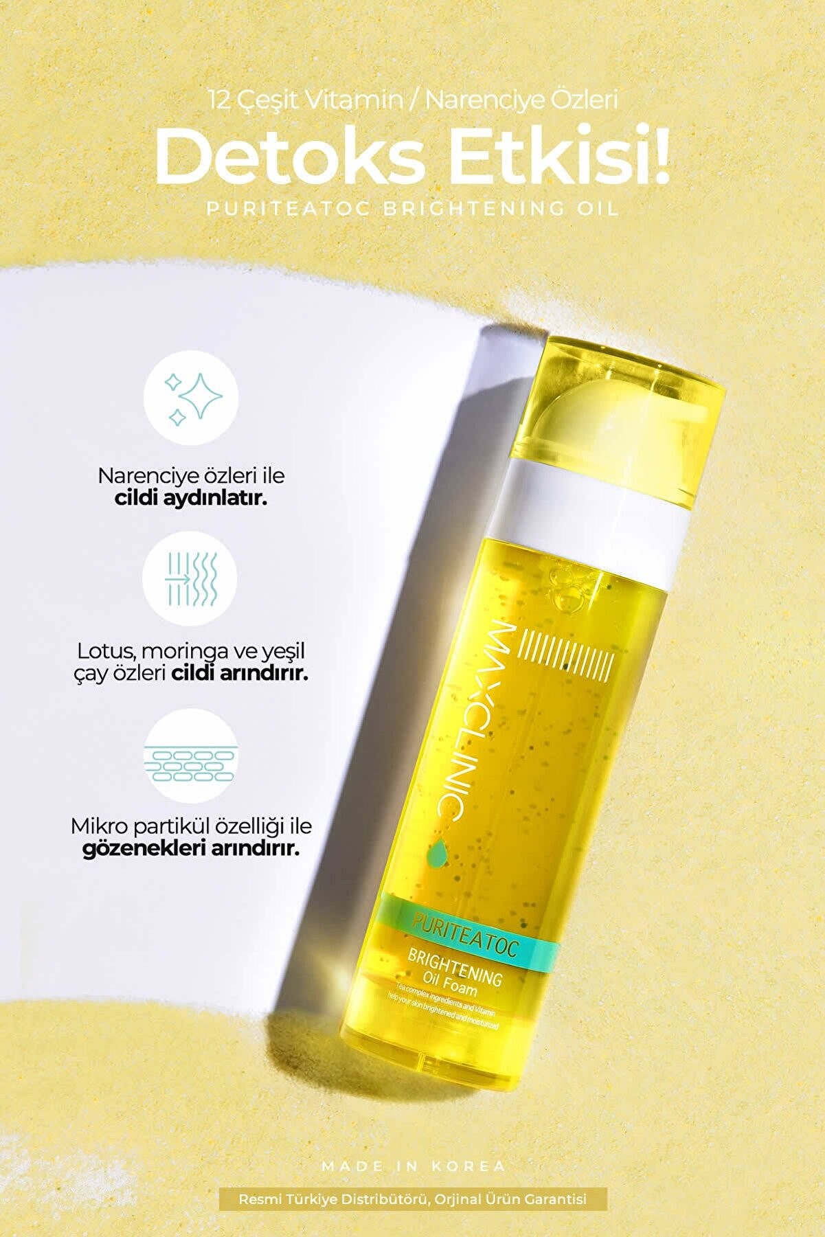 MAXCLINIC Detoks Kompleksi Ile Tek Adımda Çift Aşamalı Temizlik Puriteatoc Oil Foam