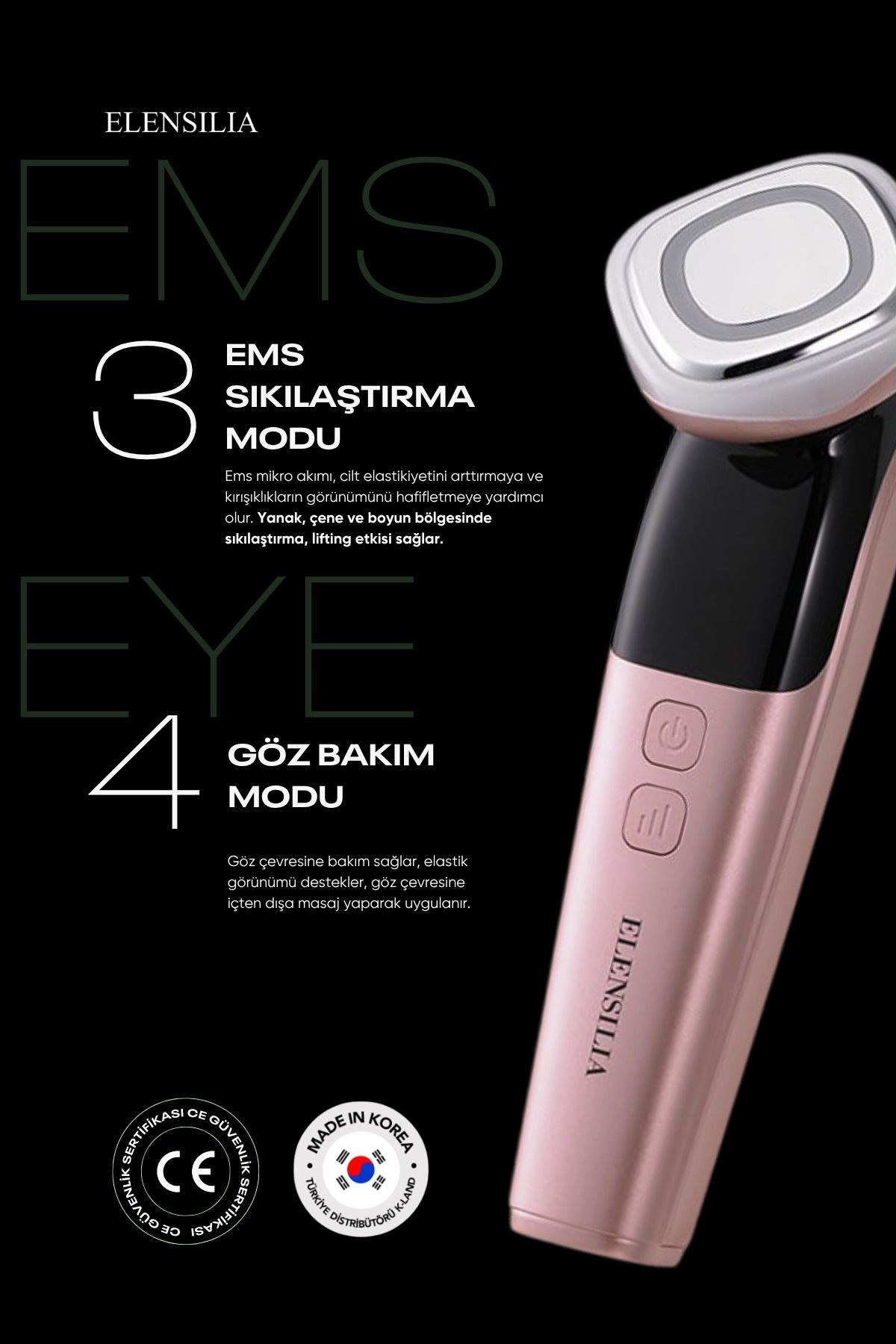 4 Modlu Kore Cam Cilt Bakım Cihazı Elensilia All In One Beauty Instrument