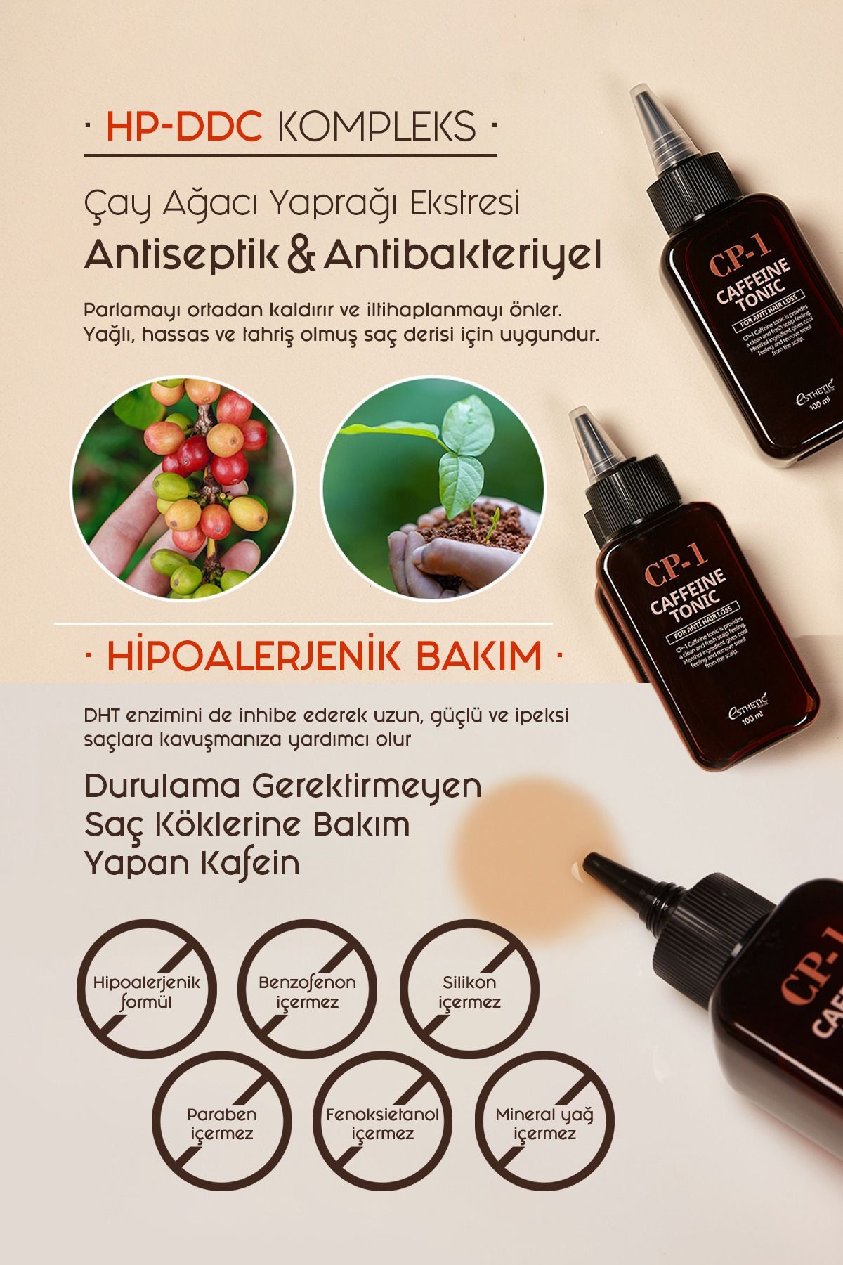 CP-1 Dökülme Karşıtı Kafein ve Biotin İçeren Saç Bakım Toniği Caffeine Tonic 100ml