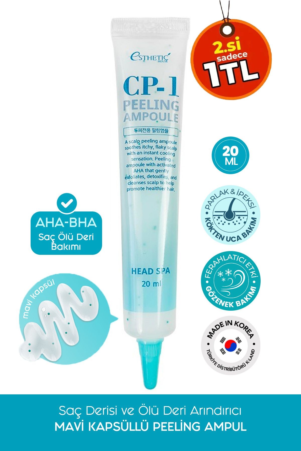 CP-1 Kepek Karşıtı Yağ Dengeleyici Arındırıcı AHA BHA Saç Peeling Ampulü Head Spa Peeling Ampoule