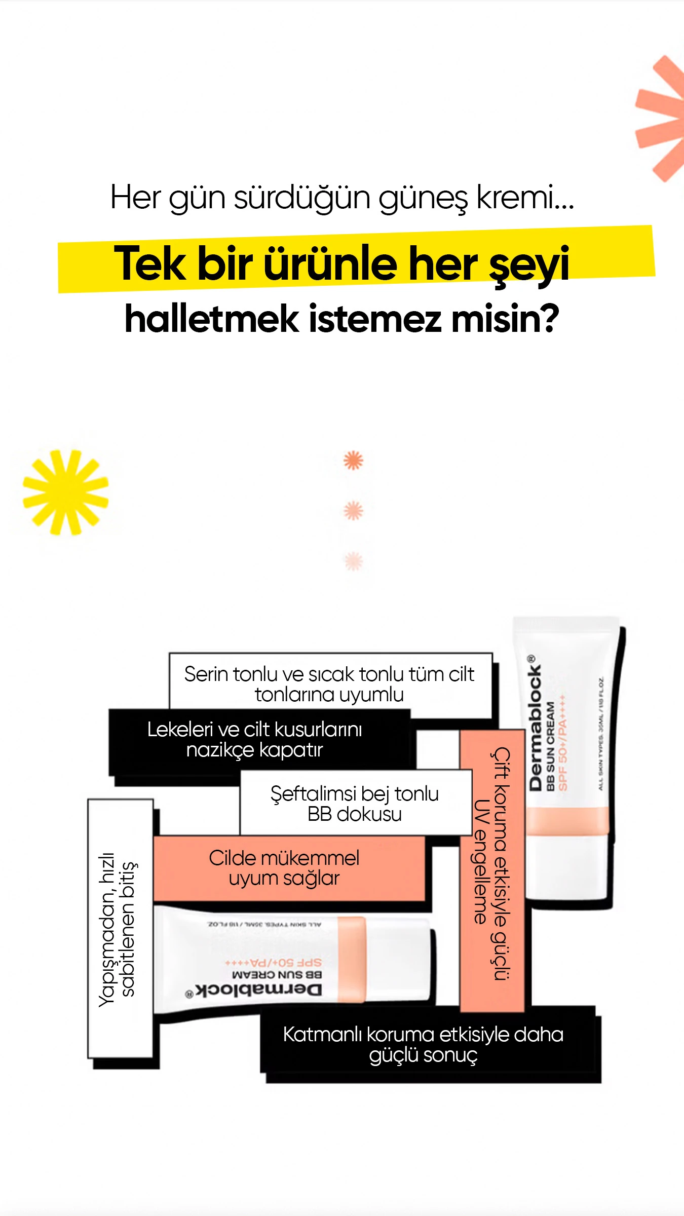 Doğal Kapatıcı Etkili Kore BB Güneş Kremi BB Sun Cream