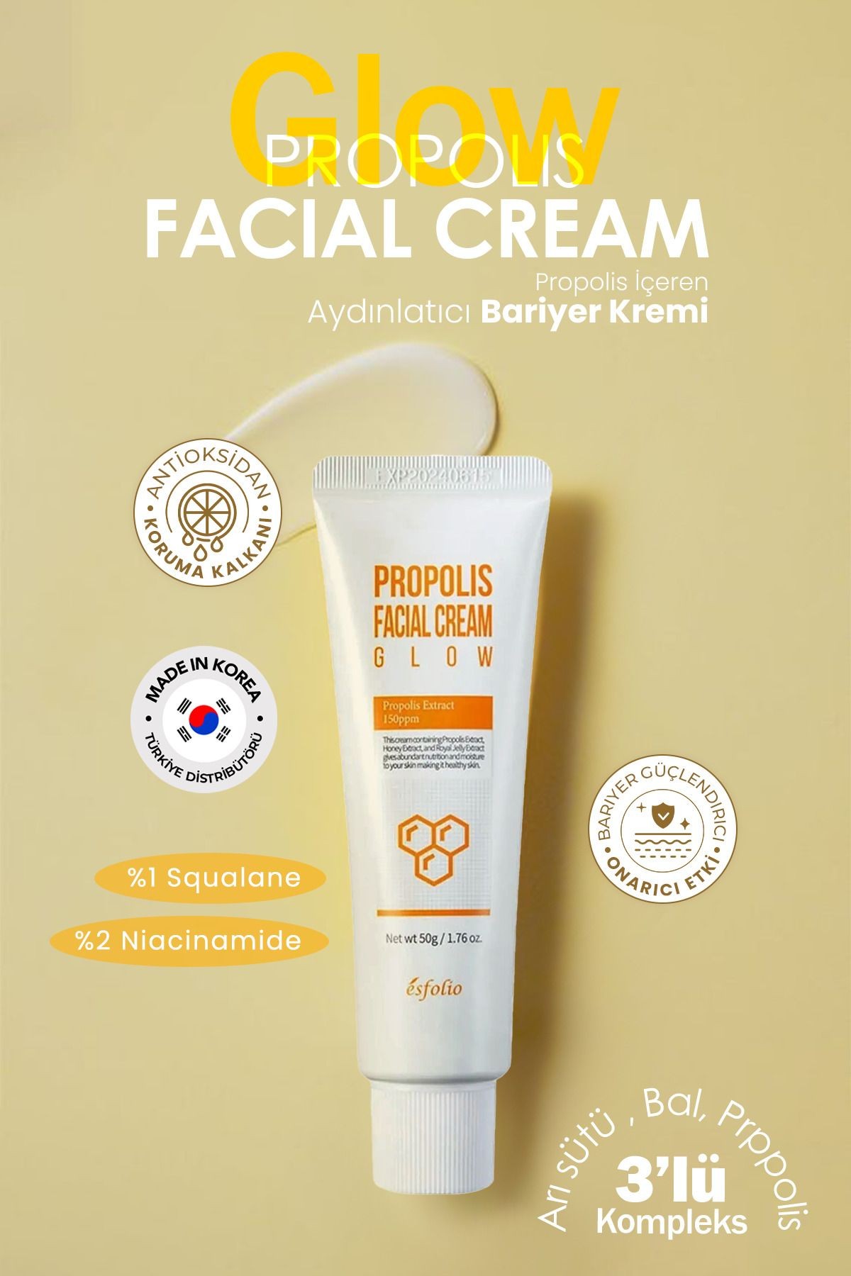 Propolis Içeren Nemlendirici Bariyer Kremi Propolis Facial Cream 50 Ml