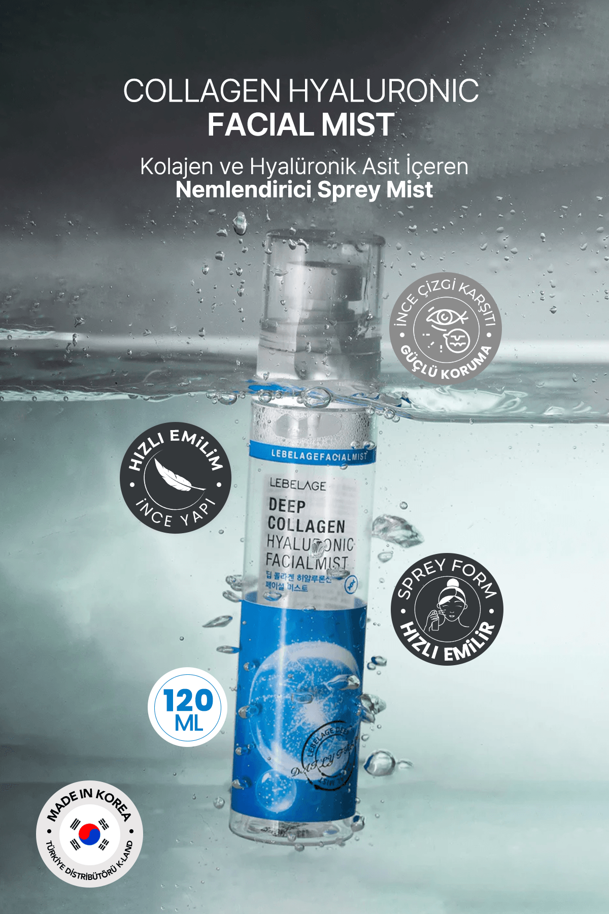 Kolajen ve Hyalüronik Asit İçeren Nemlendirici Sprey Mist LEBELAGE Collagen Hyaluronic Facial Mist