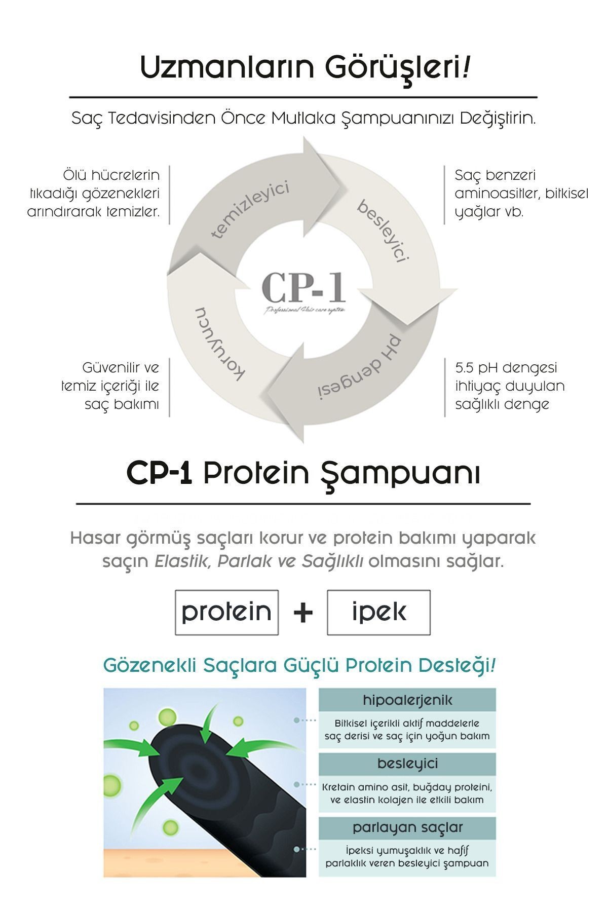 Cp-1 Kolajen Ve Ipek Proteini Içeren Kırılma Karşıtı Yoğun Besleyici Protein Şampuan Bright Complex