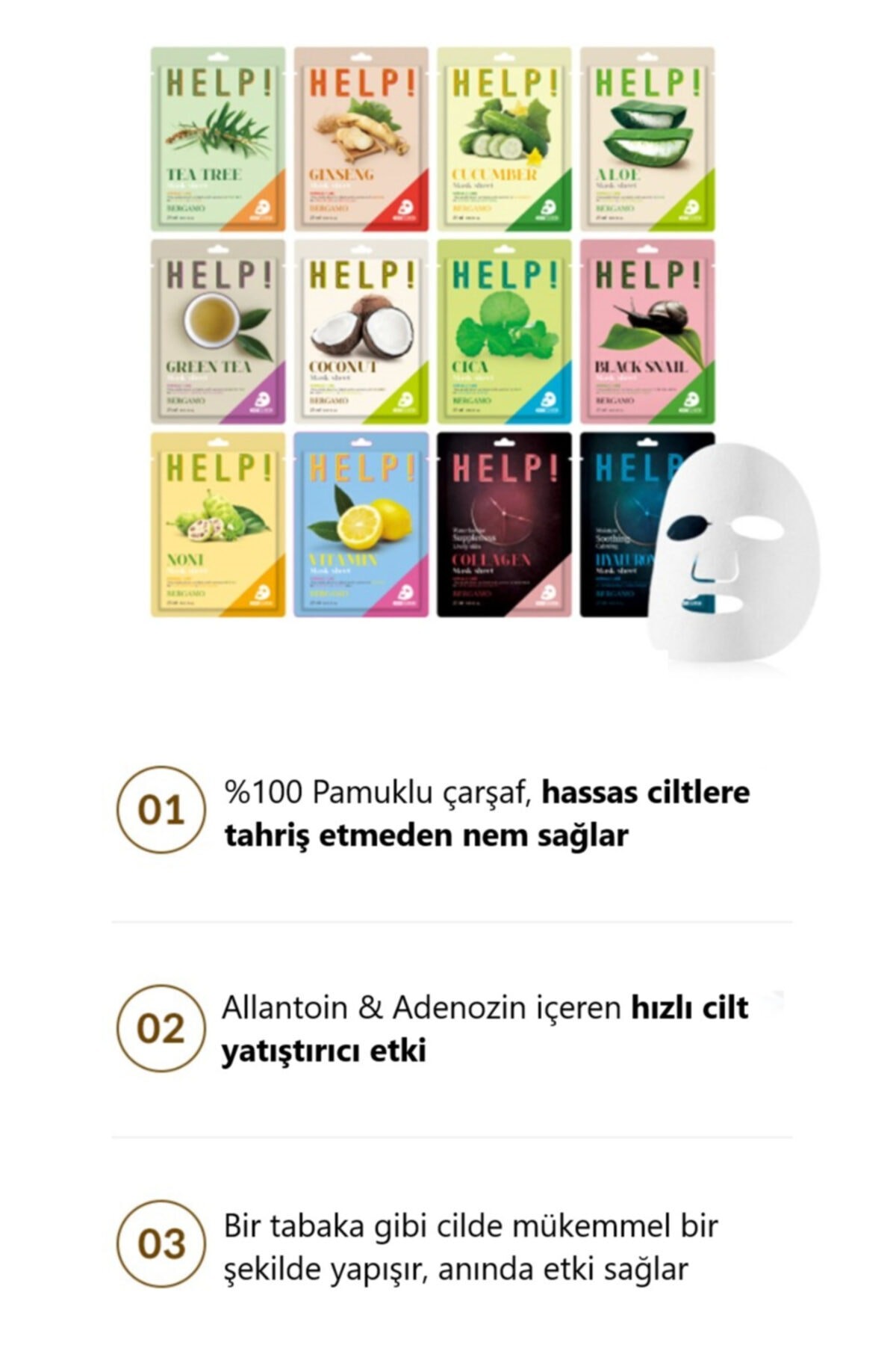 Black Snail Özü Içeren Canlandırıcı , Dengeleyici Ve Nemlendirici Maske Help! Serisi