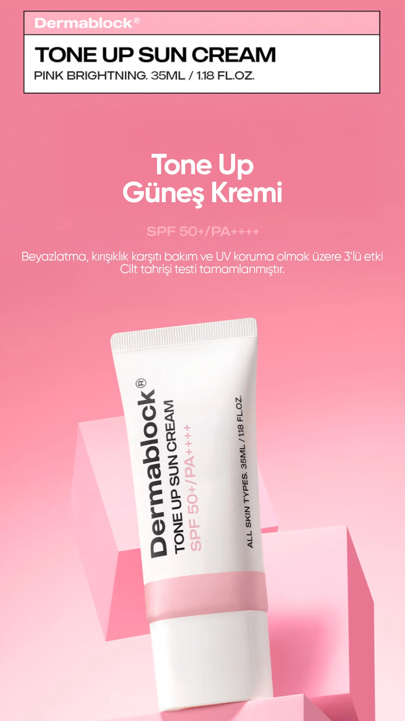 Ton Eşitleyici ve Aydınlatıcı Kore Güneş Kremi Tone Up Sun Cream SPF 50 + PA ++++