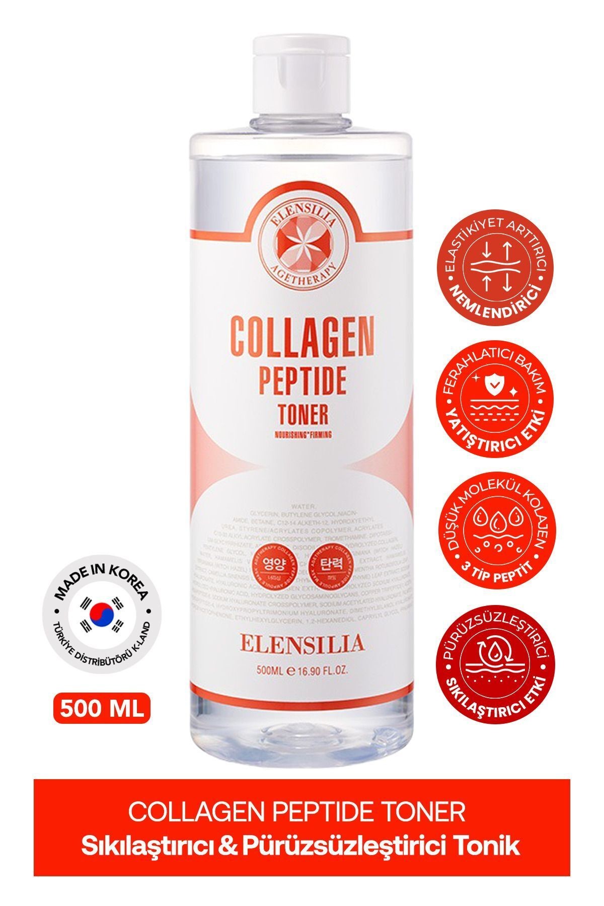 Kolajen ve Peptit İçeren Kırışıklık Karşıtı Tonik Elensilia Collagen Peptide Toner 500ml büyük boy