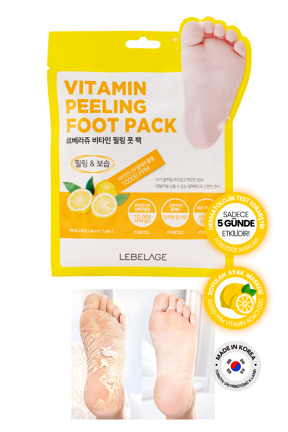 Soyulan Ayak Maskesi Vitamin Kompleksi Kore Soyucu Maske Lebelage Vitamin Peeling Foot Pack