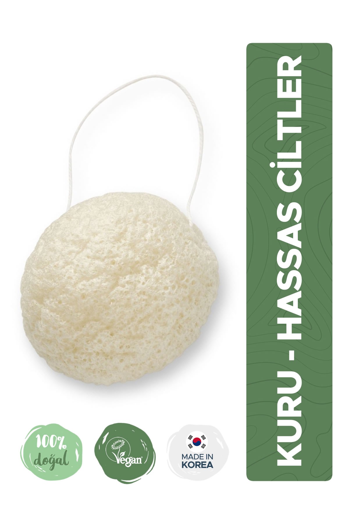 Kuru, Hassas Cilt Arındırıcı ve Temizleyici Konjac Sünger %100 Doğal Peeling GRACE DAY Konjac Sponge