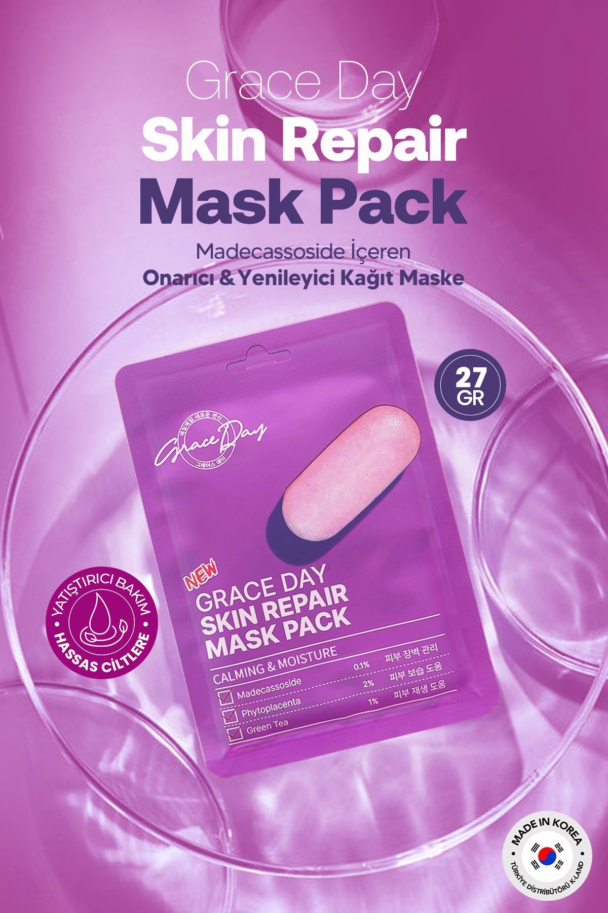 Hassas Ciltler İçin Bariyer Onarıcı Kağıt Maske Grace Day Skin Repair Mask Pack