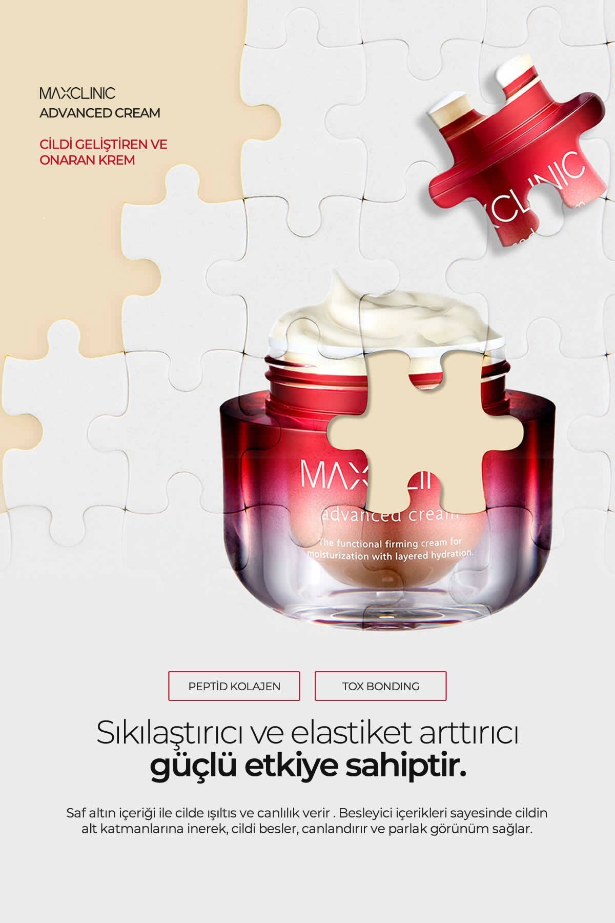 MAXCLINIC Kırışıklık Karşıtı Ve Sıkılaştırıcı 17 Çeşit Peptit Ve Kolajen Içeren Advanced Cream