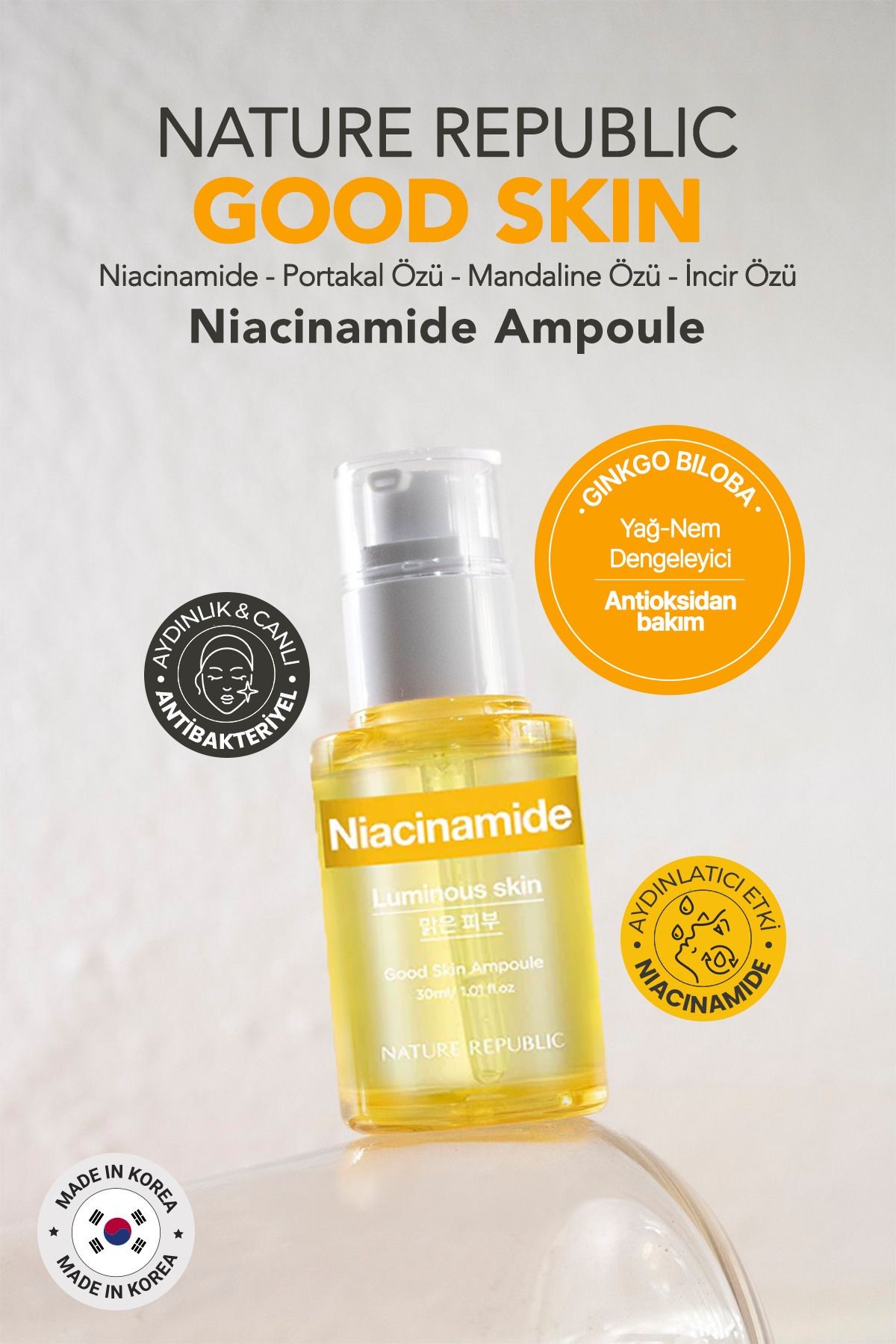 Niasinamid İçeren Aydınlatıcı Serum Nature Republic Good Skin Niacinamide Ampoule