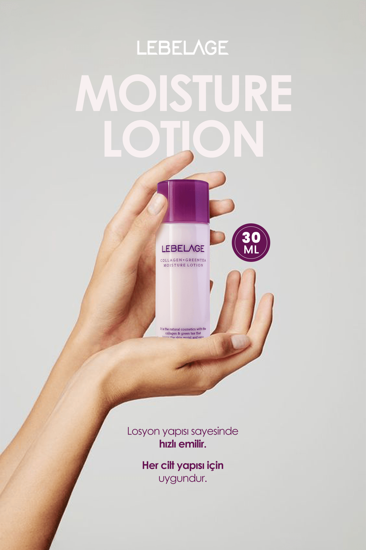 Yatıştırıcı, Kırışıklık Karşıtı Nemlendirici Losyon Lebelage Collagen Green Tea Mini 30 ml