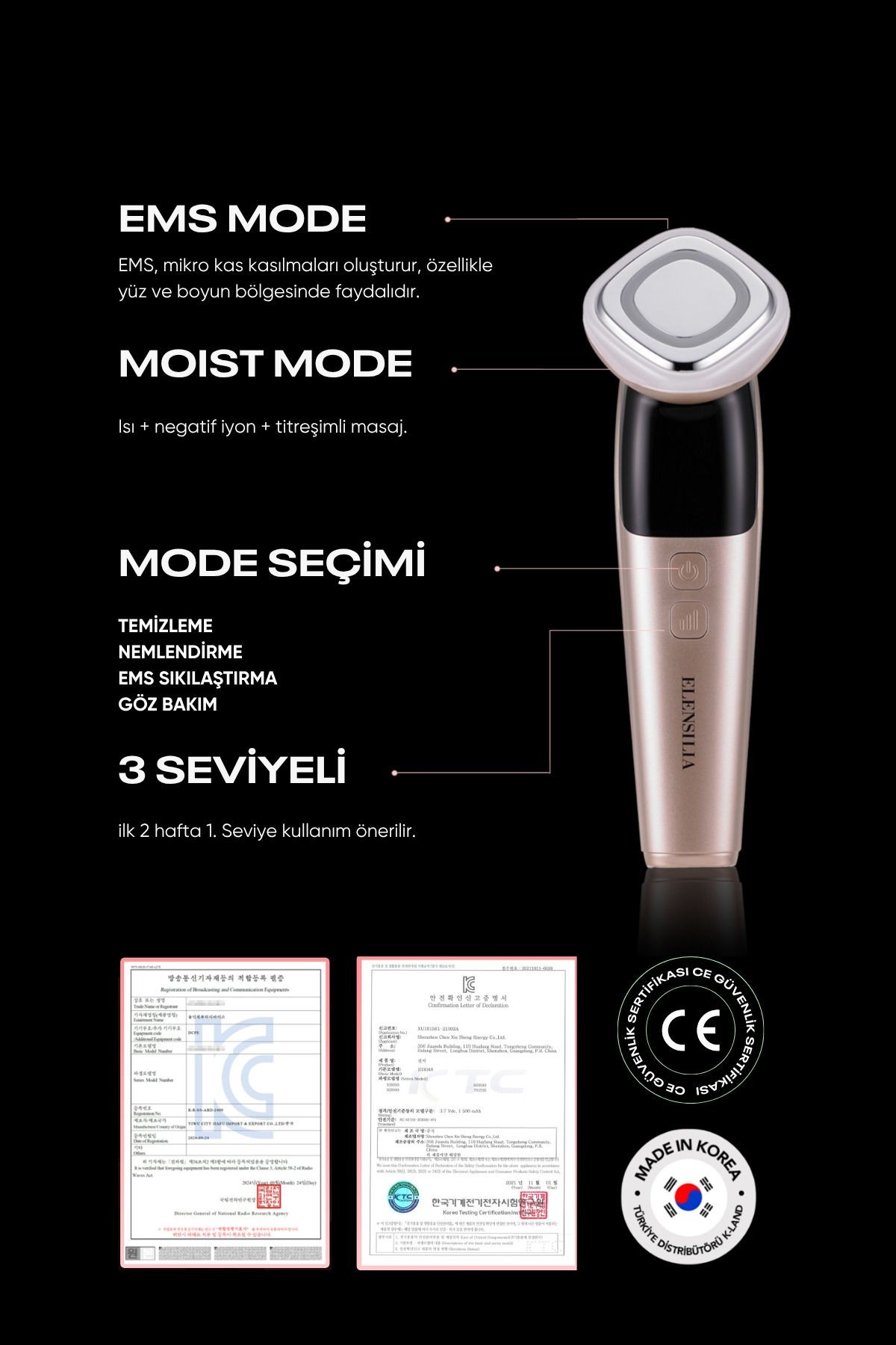 4 Modlu Kore Cam Cilt Bakım Cihazı Elensilia All In One Beauty Instrument