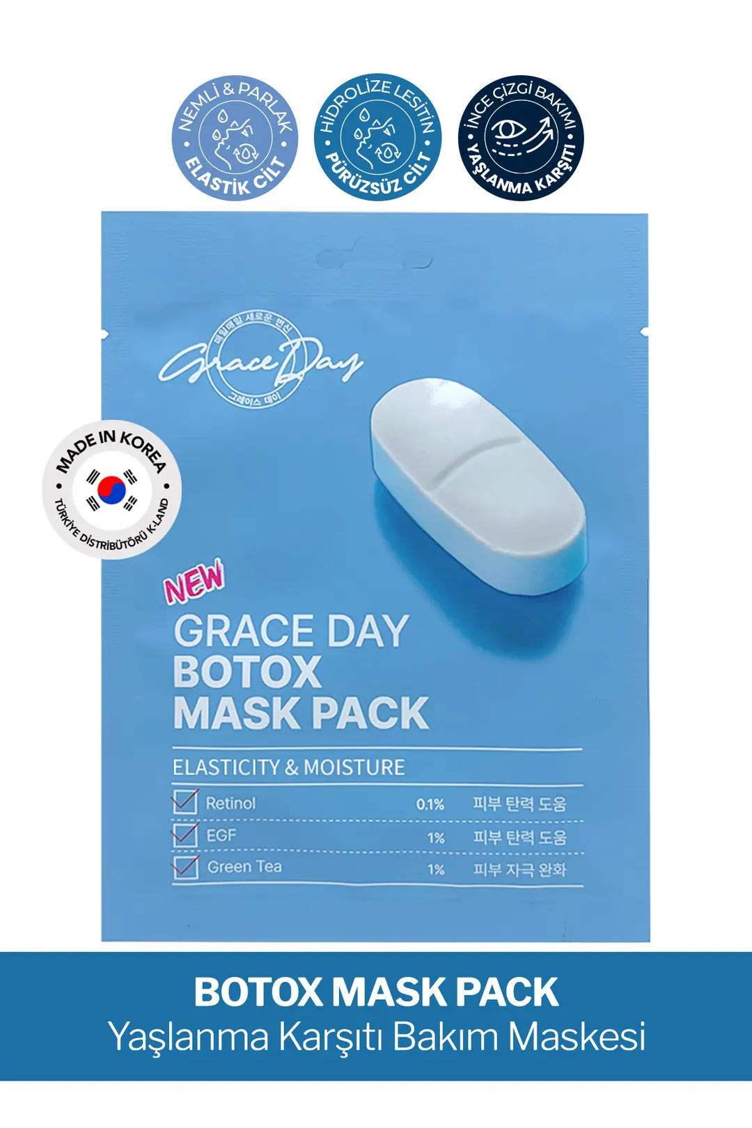 Retinol ve EGF İçeren Sıkılaştırıcı Botoks Maske Grace Day BOTOX Mask
