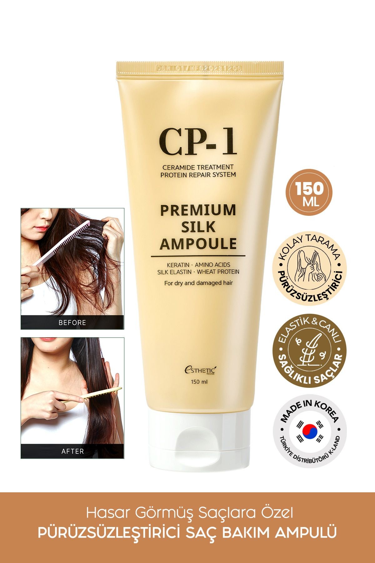 CP-1 Hasar Görmüş Saçlara Özel Pürüzsüzleştirici Keratin ve Amino Asit İçeren Saç Bakım Ampulü 150ML